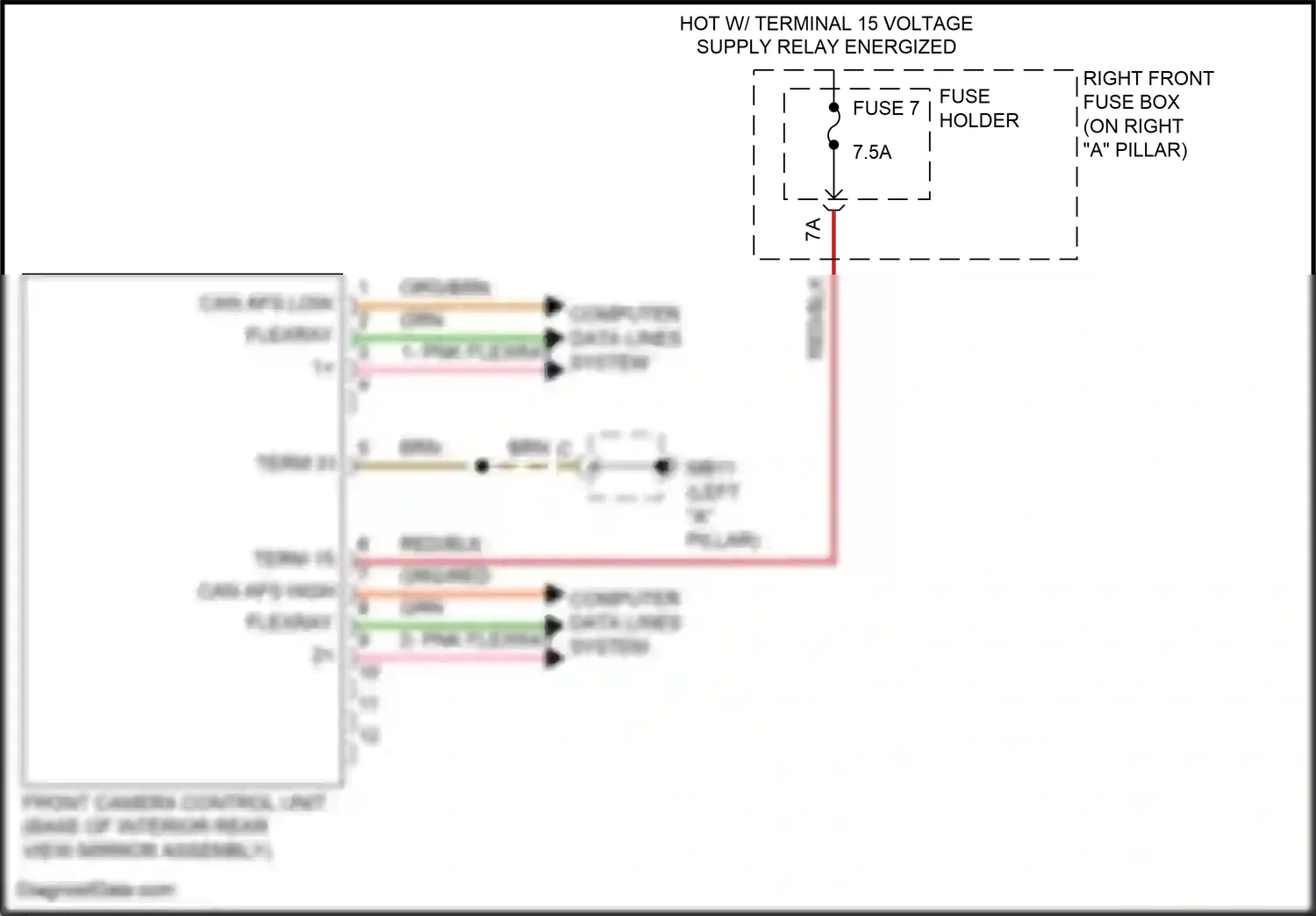 Wiring diagram front camera control unit for Porsche Panamera Turbo 971 (2016-2020) (2 of 4)