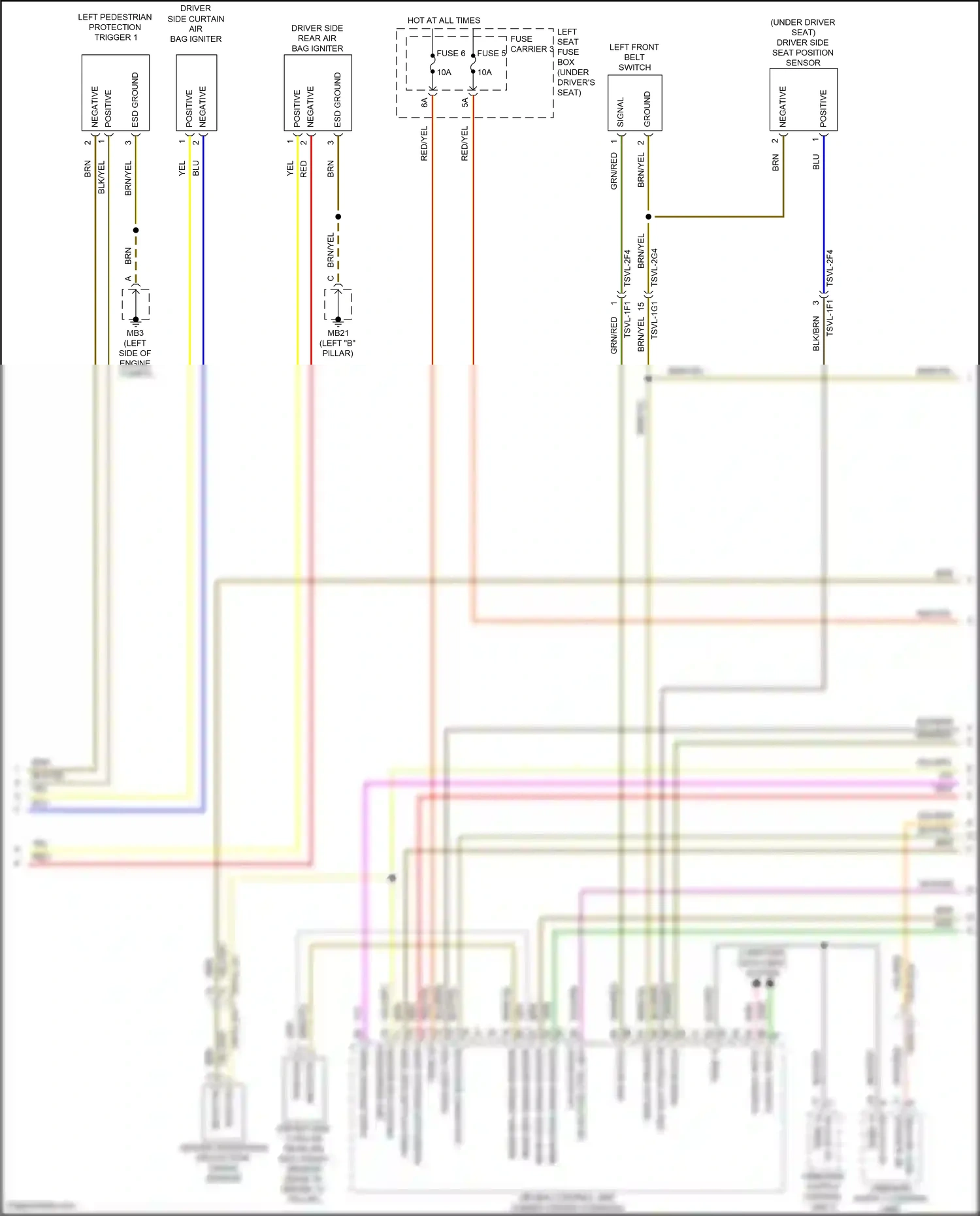 Wiring diagram left front belt switch for Porsche Panamera Turbo 971 (2016-2020) (1 of 1)