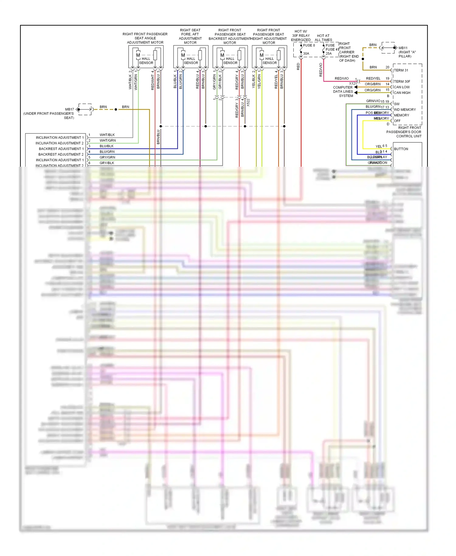 Porsche Panamera 970 (2009-2013) backrest width wiring diagram  (1 of 1)