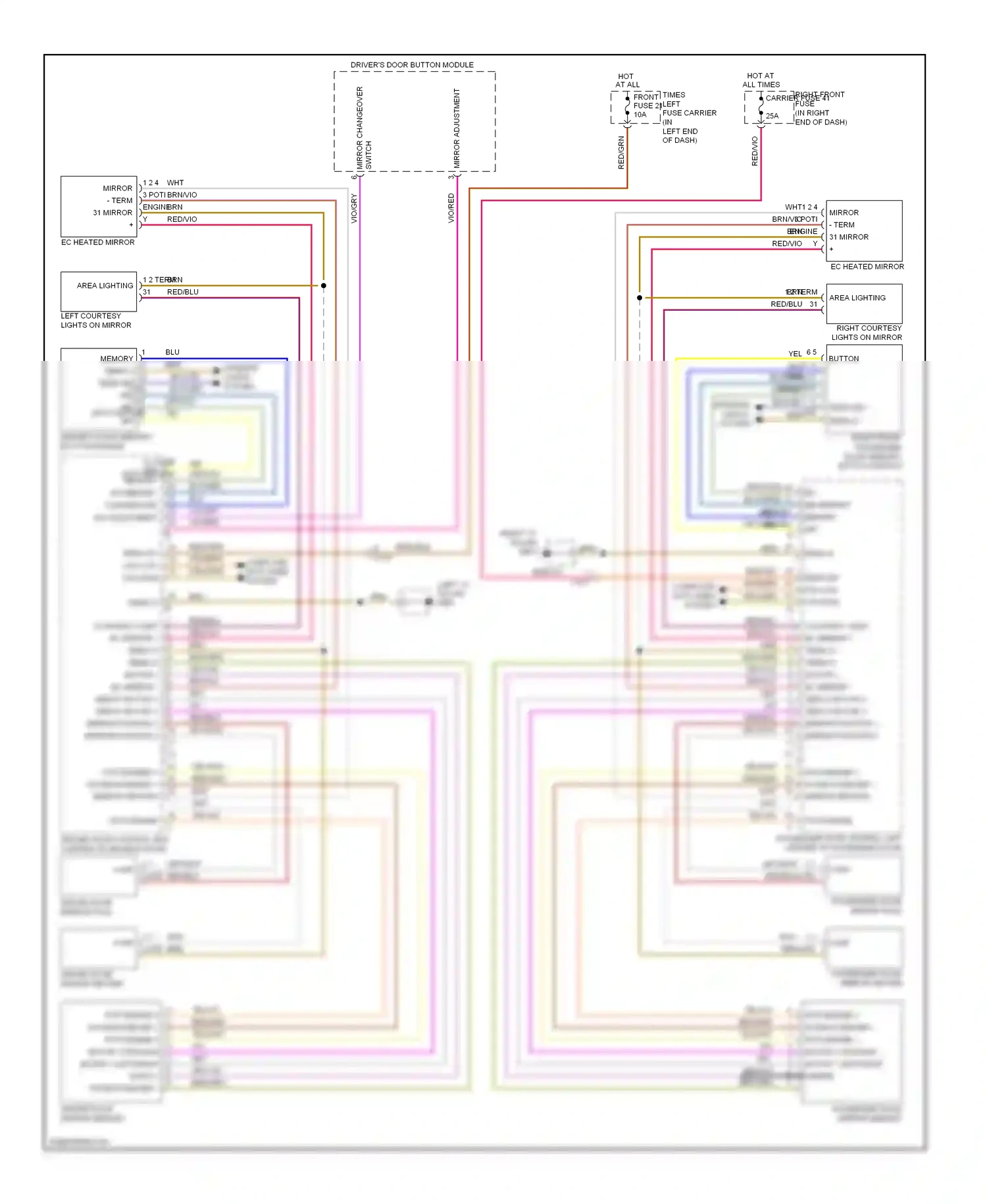 Porsche Panamera 970 (2009-2013) driver's door memory button module wiring diagram  (2 of 2)