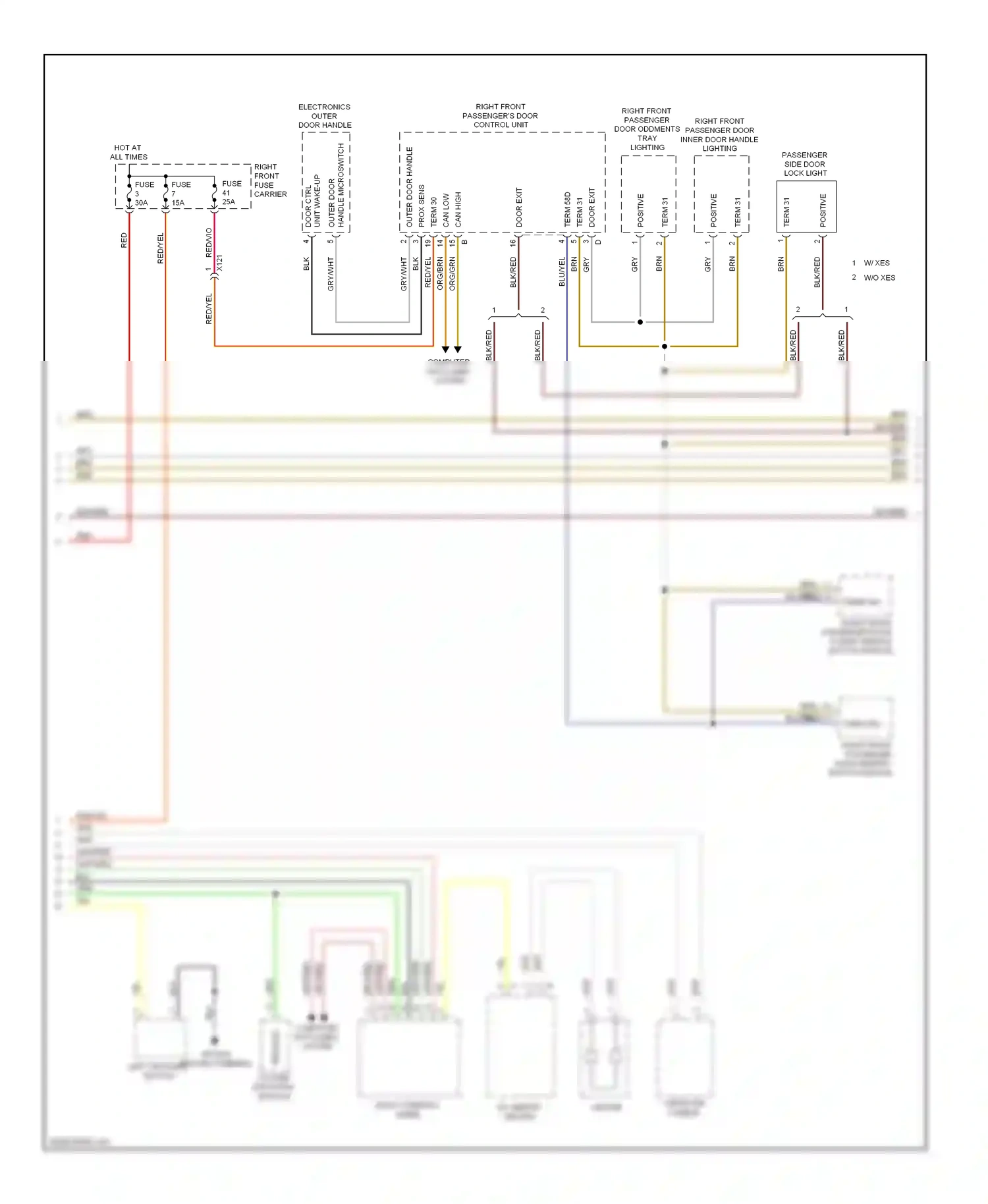 Porsche Panamera 970 (2009-2013) handle microswitch wiring diagram  (1 of 1)