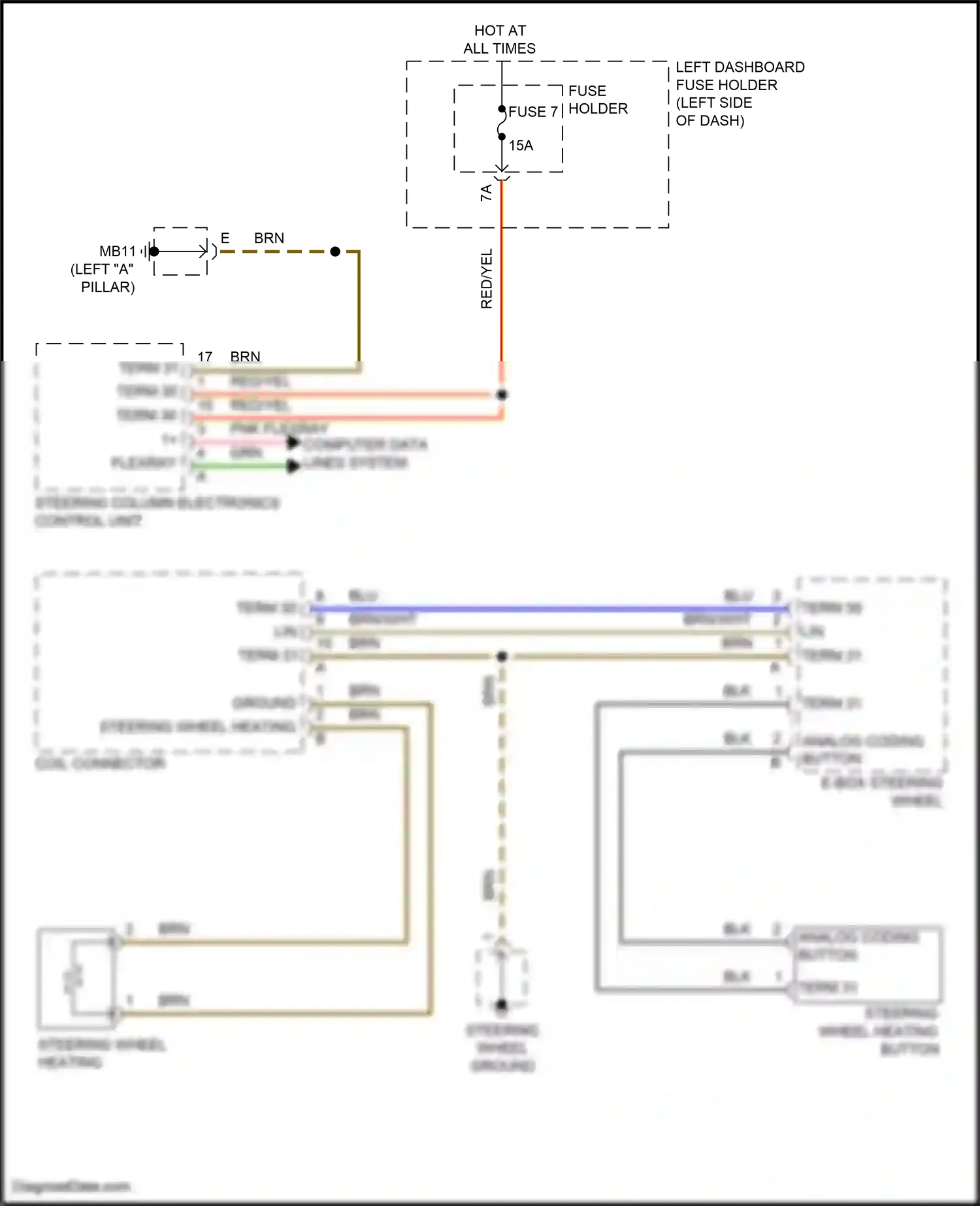 Porsche Panamera 971 (2016-2020) steering column electronics control unit wiring diagram  (4 of 6)