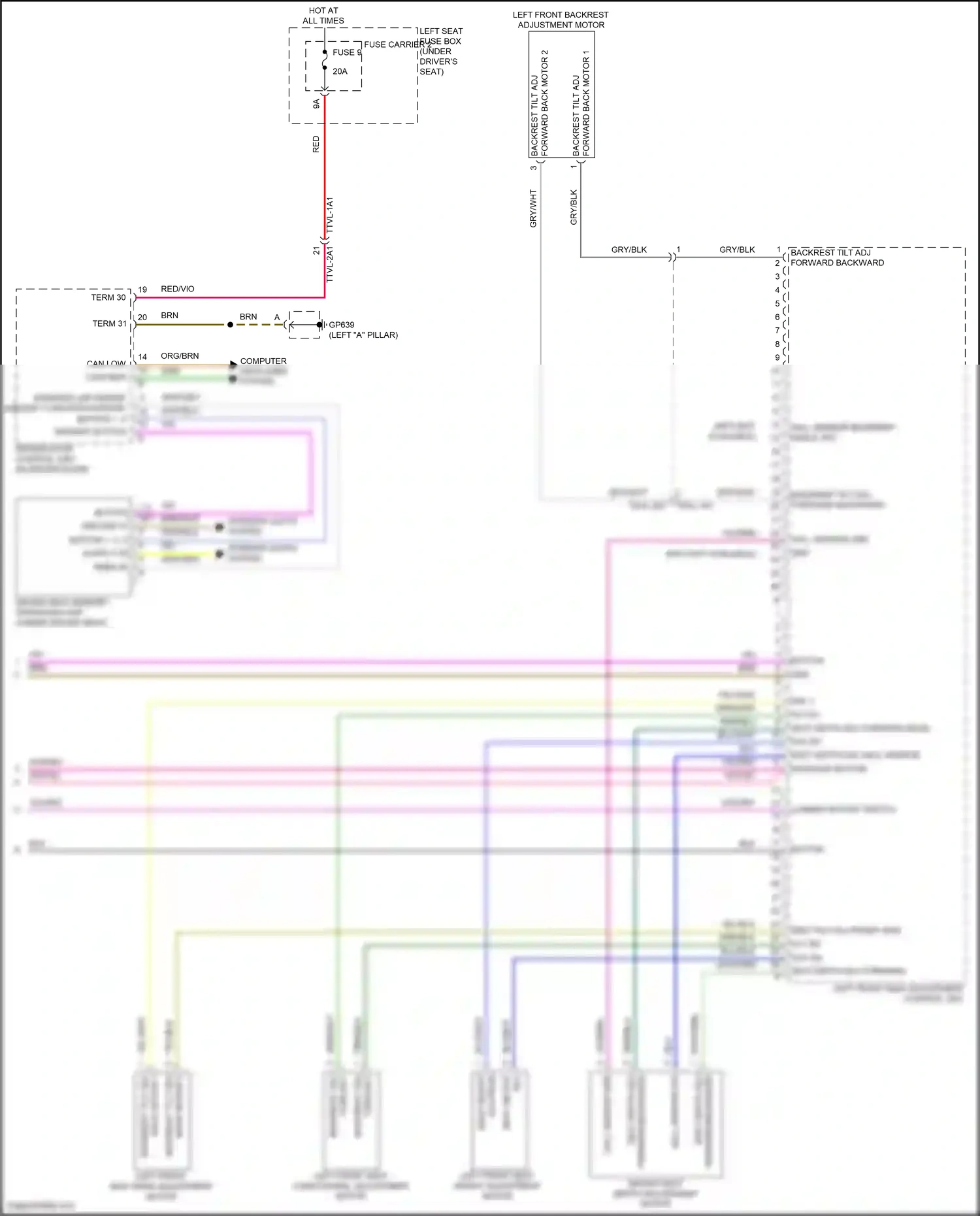 Porsche Panamera 972 (2023-2024) warning lmp driver memory function position button 1, 3 wiring diagram  (1 of 1)