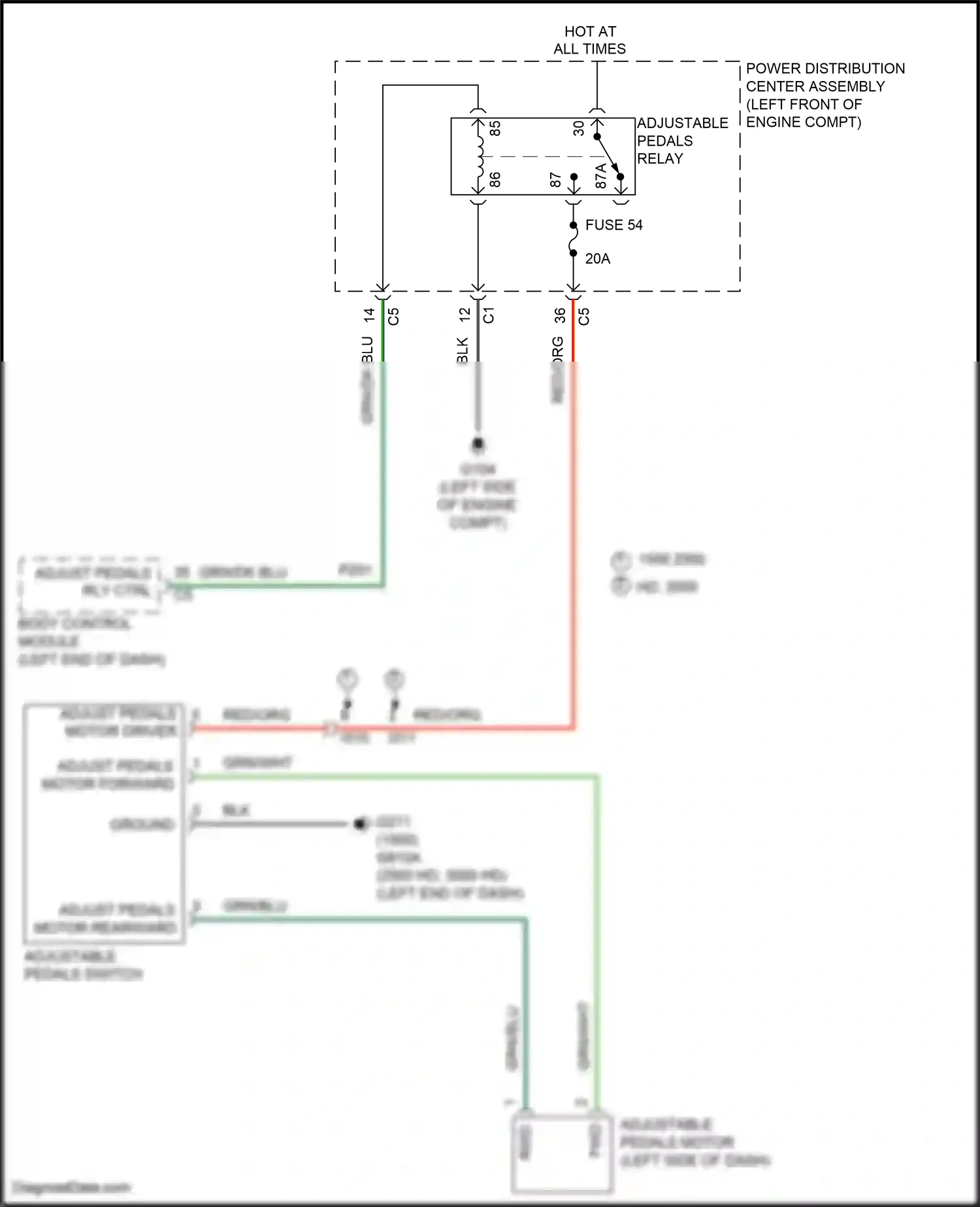 RAM 1500 IV (2011-2024) adjustable pedals switch wiring diagram  (1 of 3)