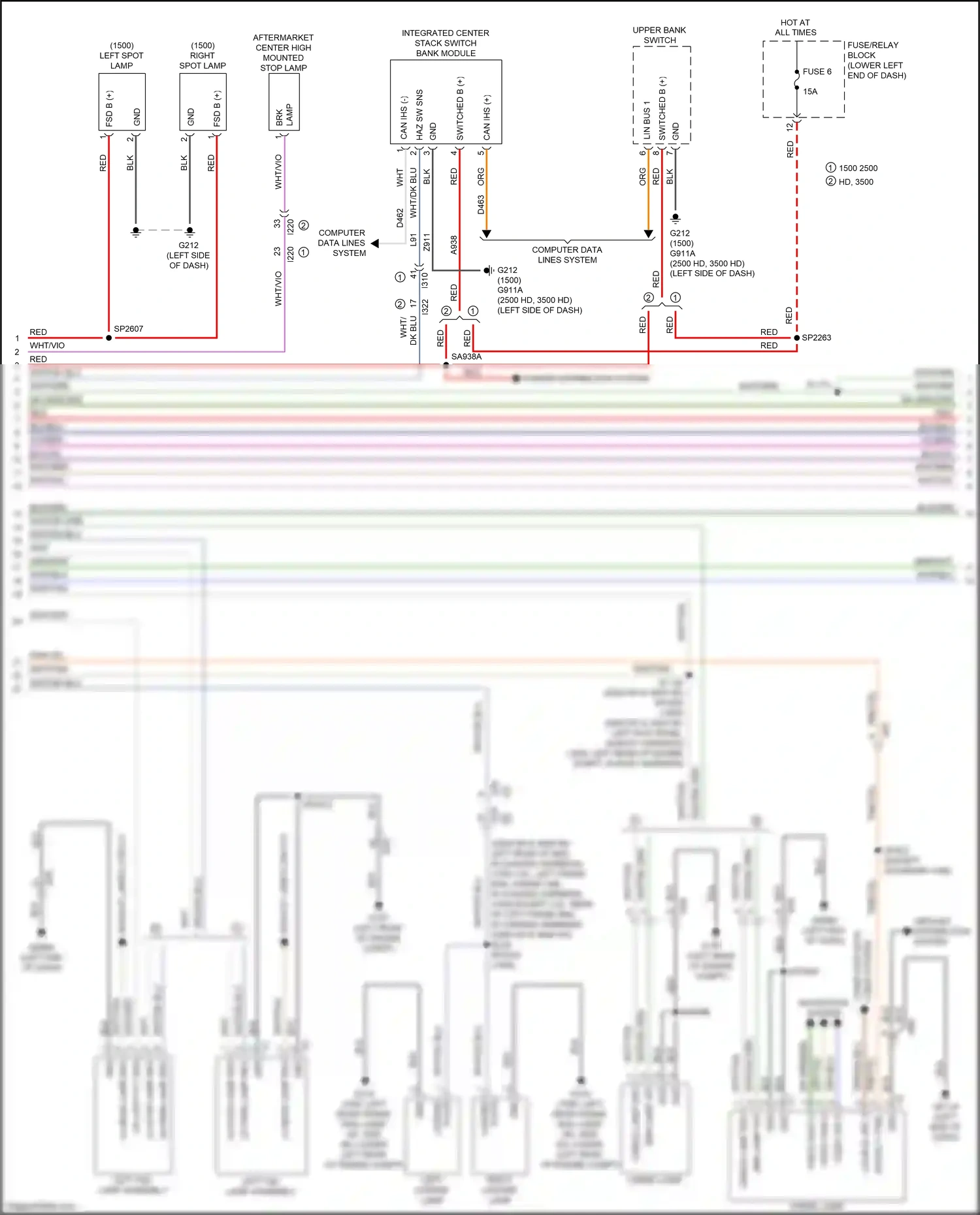 RAM 1500 IV (2011-2024) integrated center stack switch bank module wiring diagram  (3 of 6)