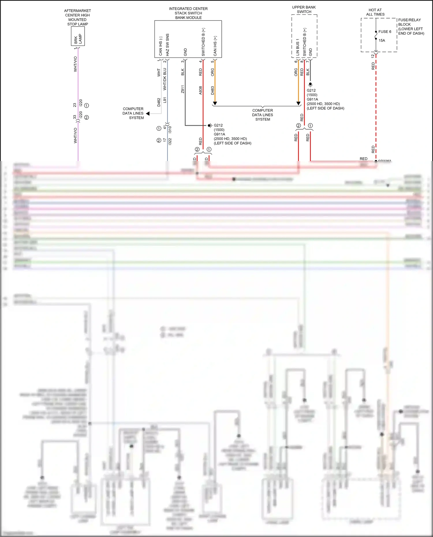 RAM 1500 IV (2011-2024) left license lamp wiring diagram  (1 of 3)