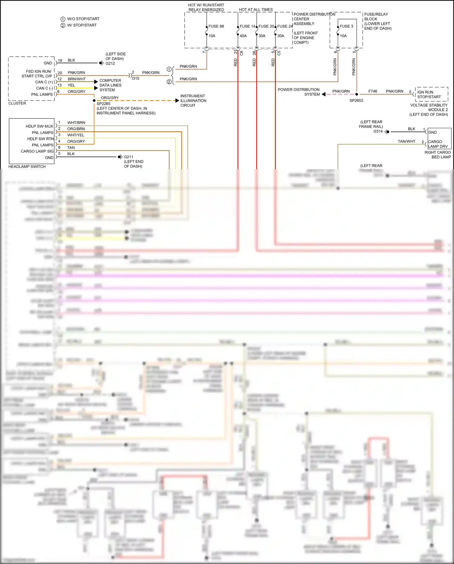 RAM 1500 IV (2011-2024) power distribution system wiring diagram  (4 of 7)