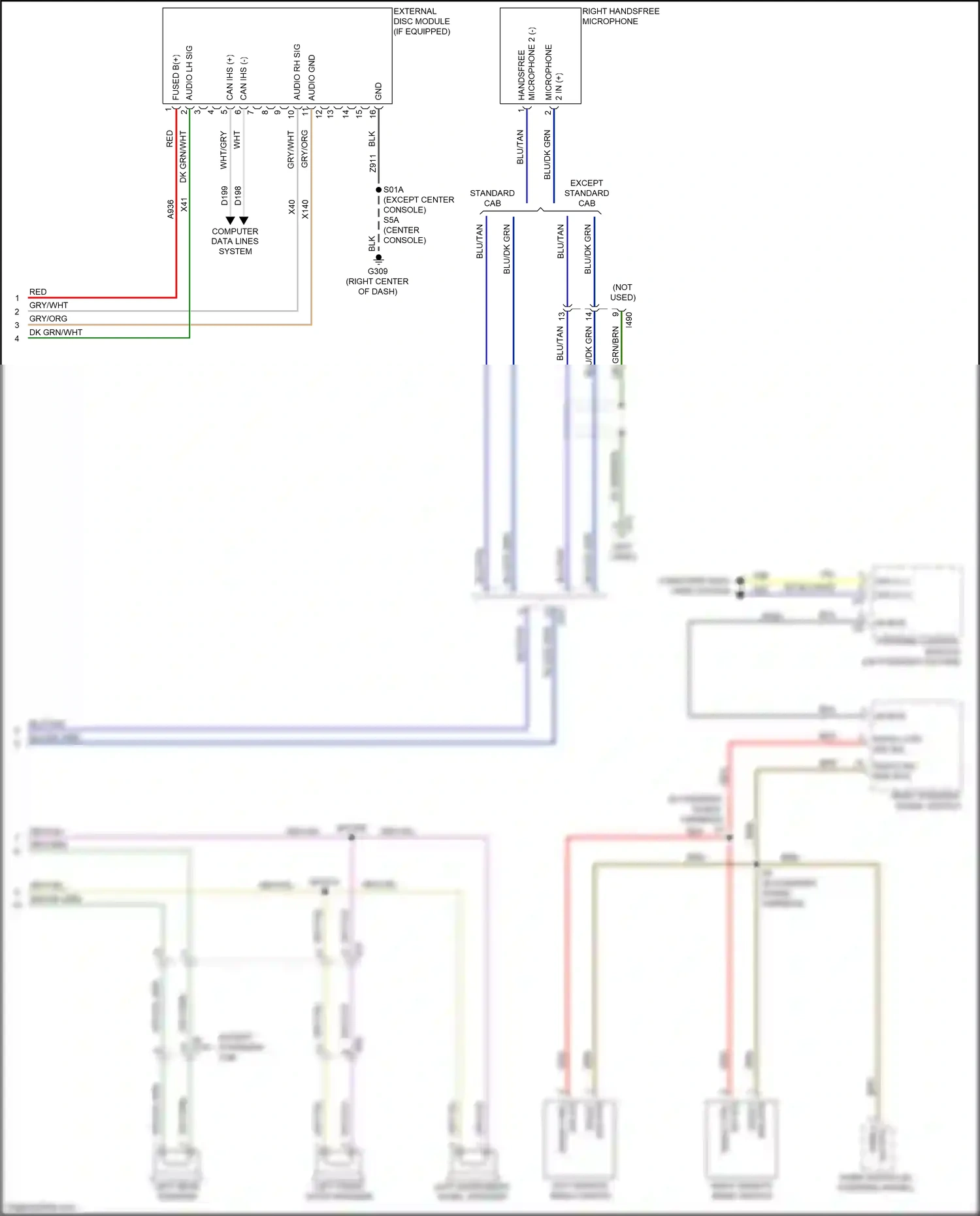 RAM 1500 IV (2011-2024) right handsfree microphone wiring diagram  (1 of 4)