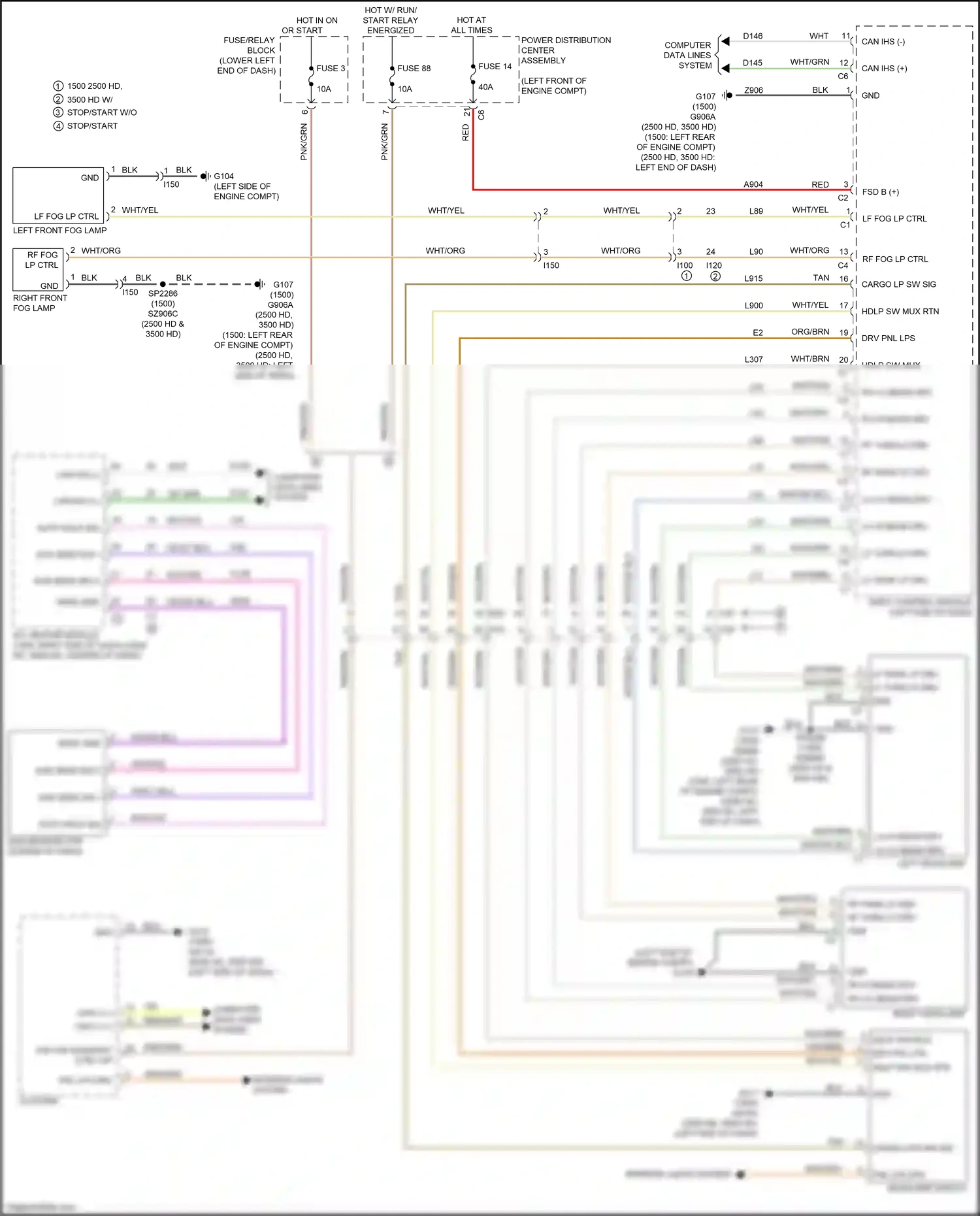 RAM 1500 IV (2011-2024) right headlamp wiring diagram  (3 of 4)