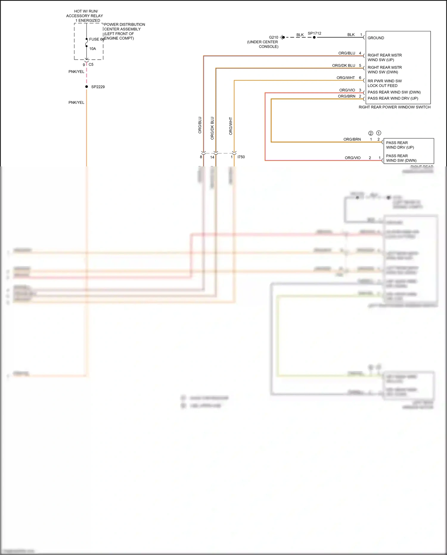 RAM 1500 IV (2011-2024) right rear power window switch wiring diagram  (2 of 2)