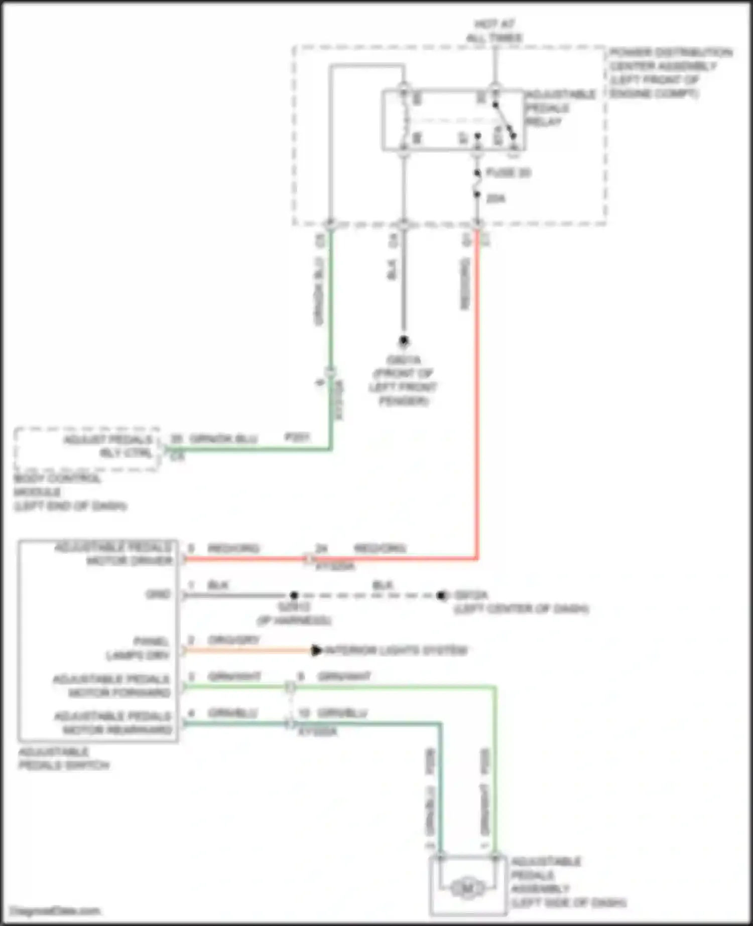 1500 RAM V (2018-2024): Adjustable pedal circuit
