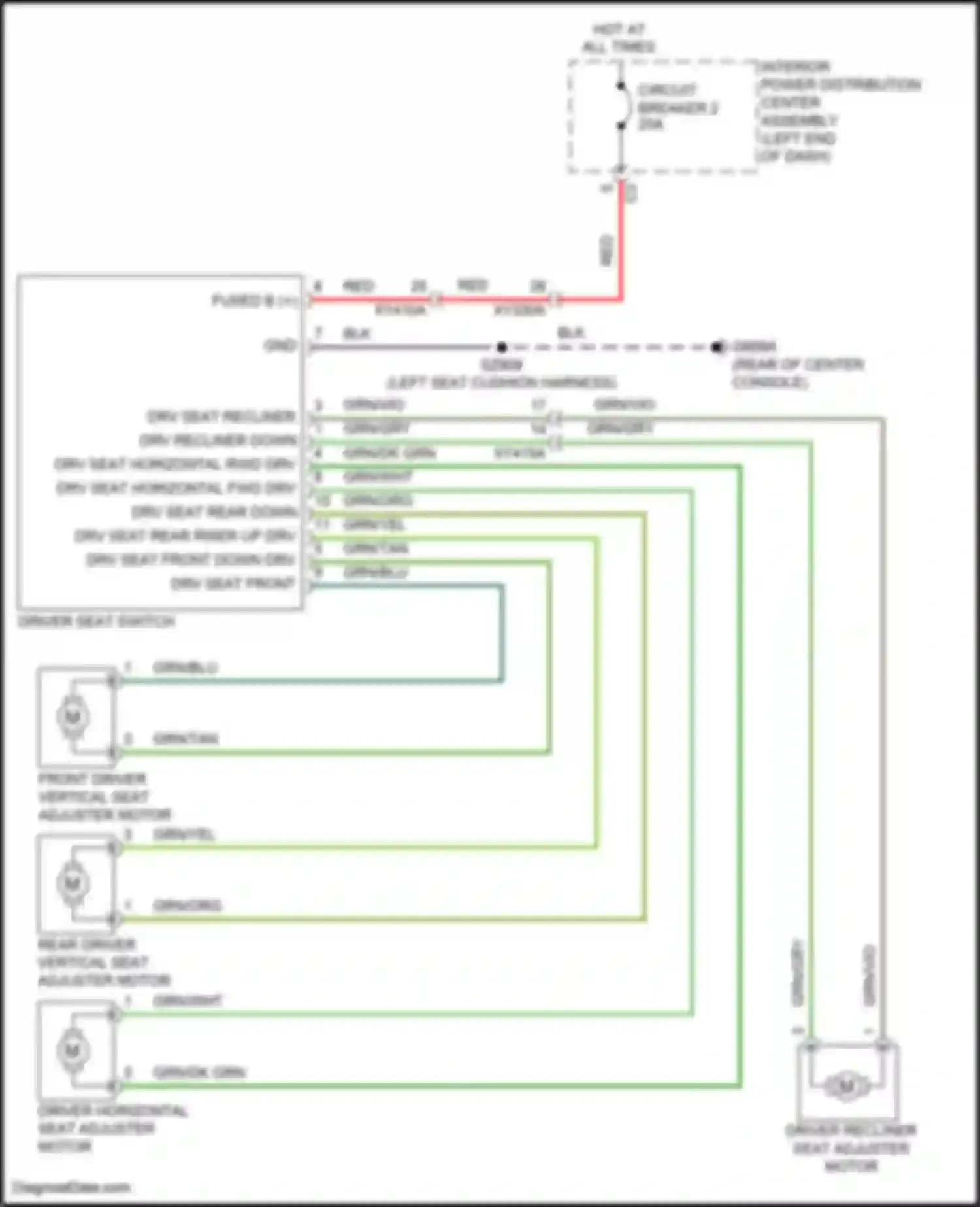 1500 RAM V (2018-2024): Driver power seat circuit