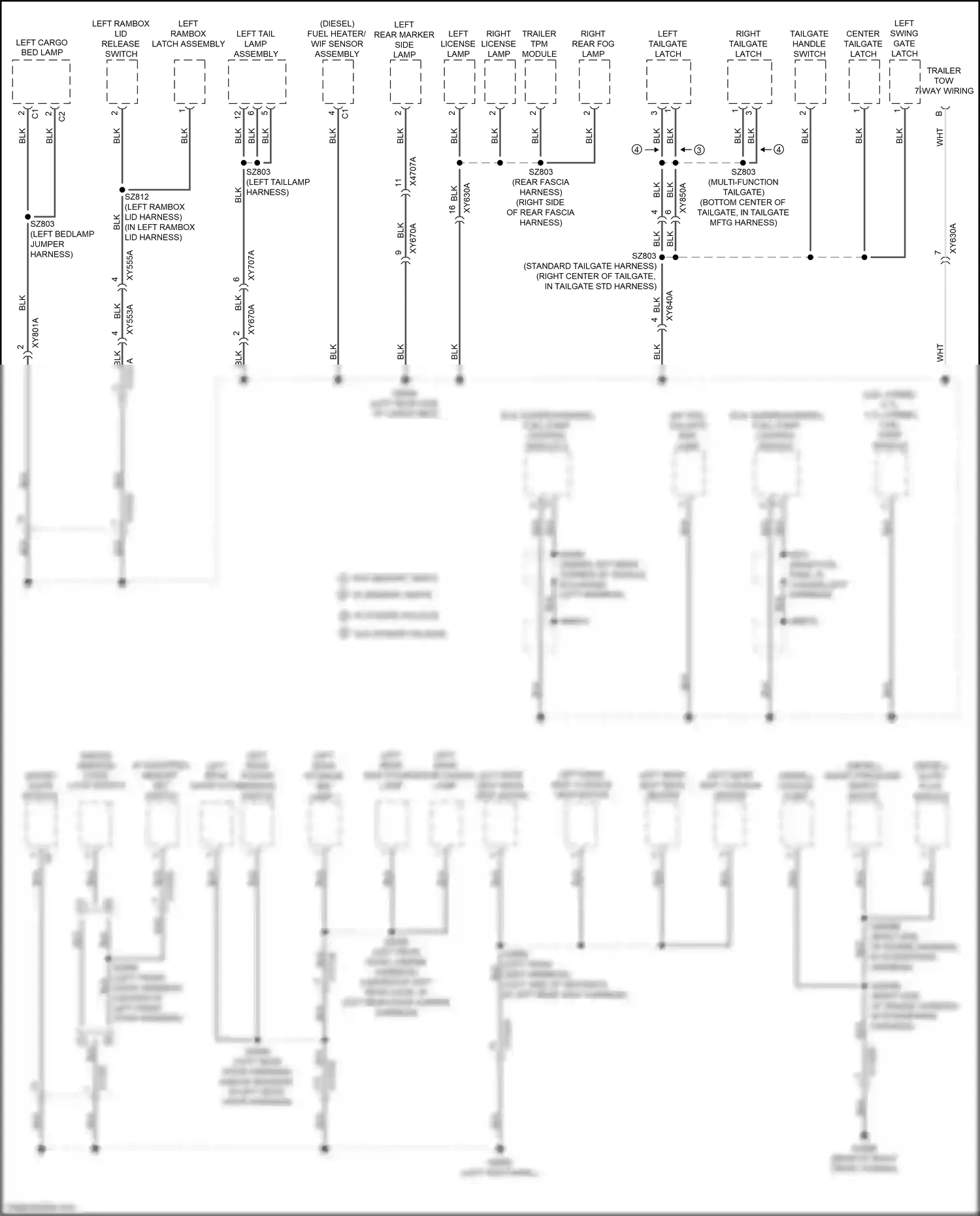 Wiring diagram center tailgate latch for RAM 1500 V (2018-2024) (1 of 2)