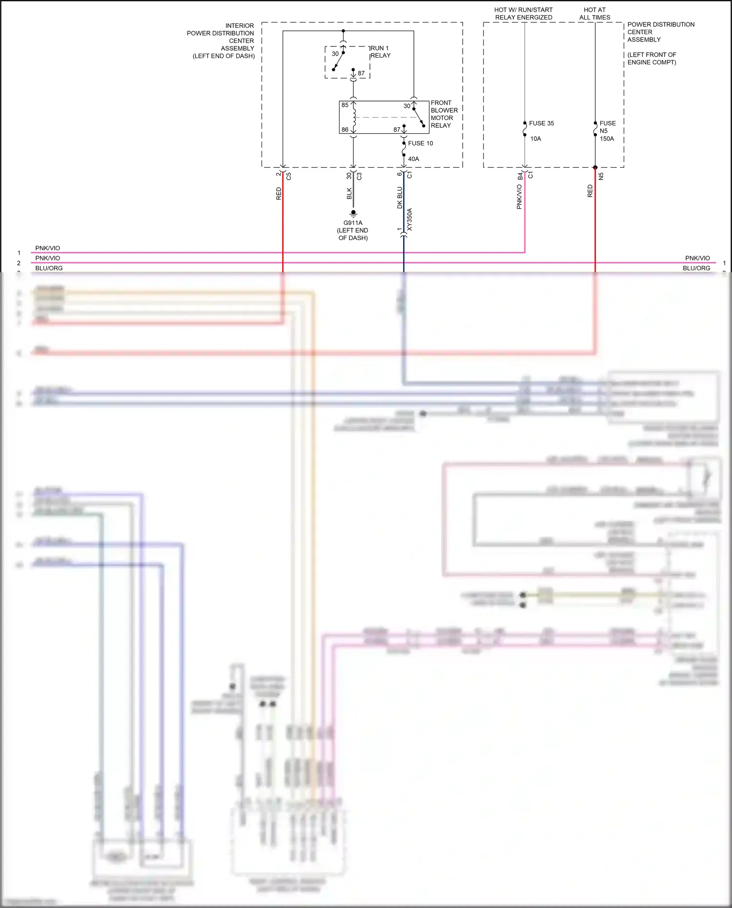 Wiring diagram front blower motor relay for RAM 1500 V (2018-2024) (2 of 3)