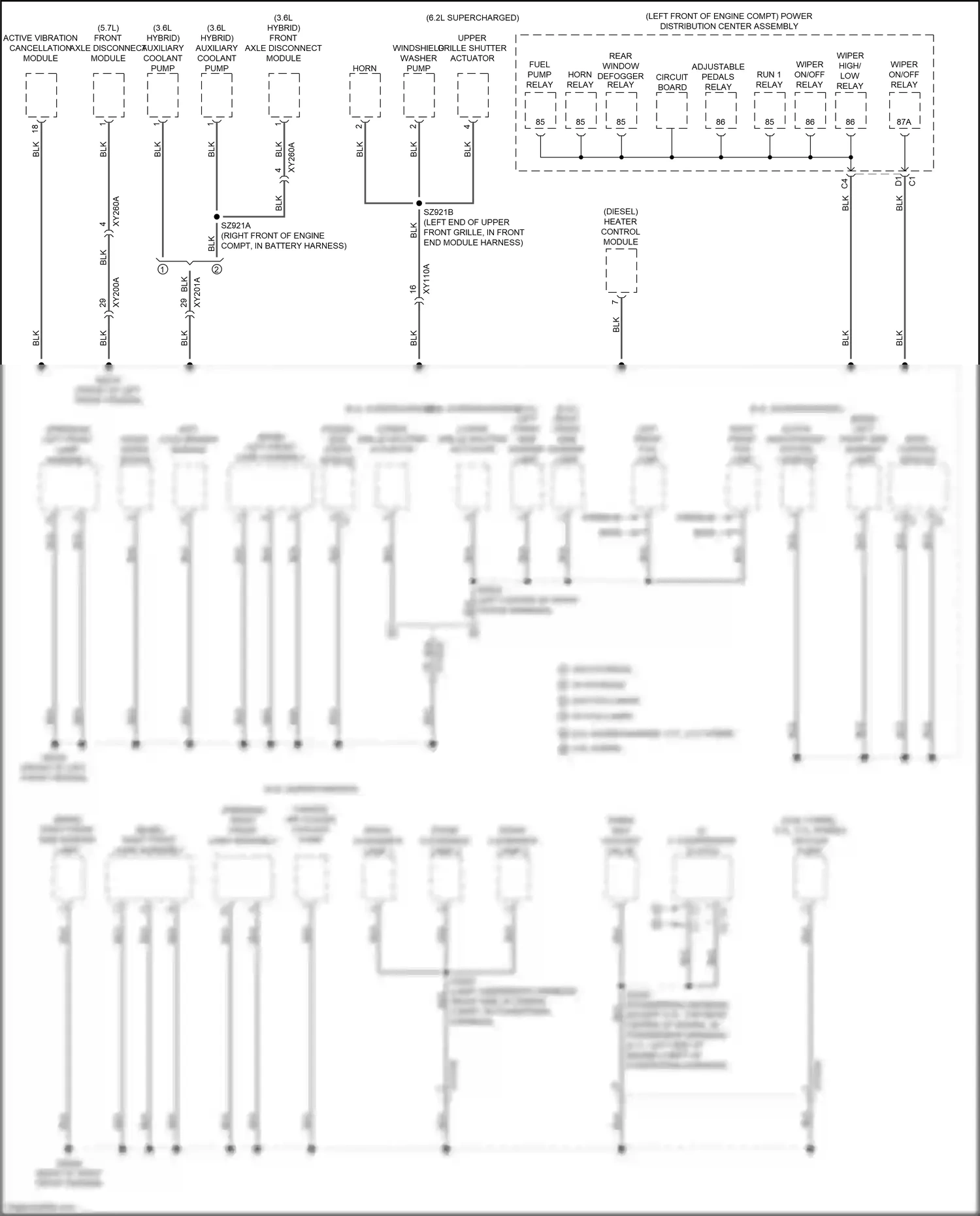 Wiring diagram lower grille shutter actuator for RAM 1500 V (2018-2024) (4 of 7)