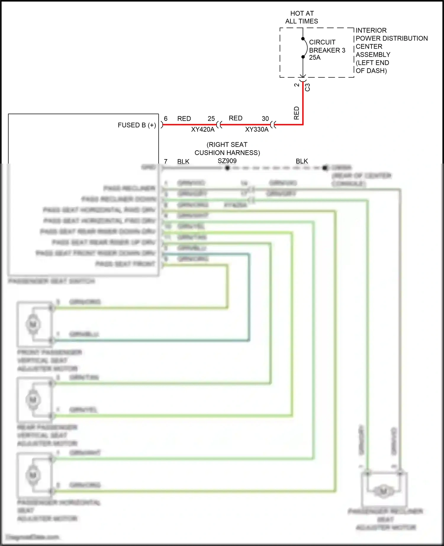 Wiring diagram pass seat front up for RAM 1500 V (2018-2024) (1 of 1)