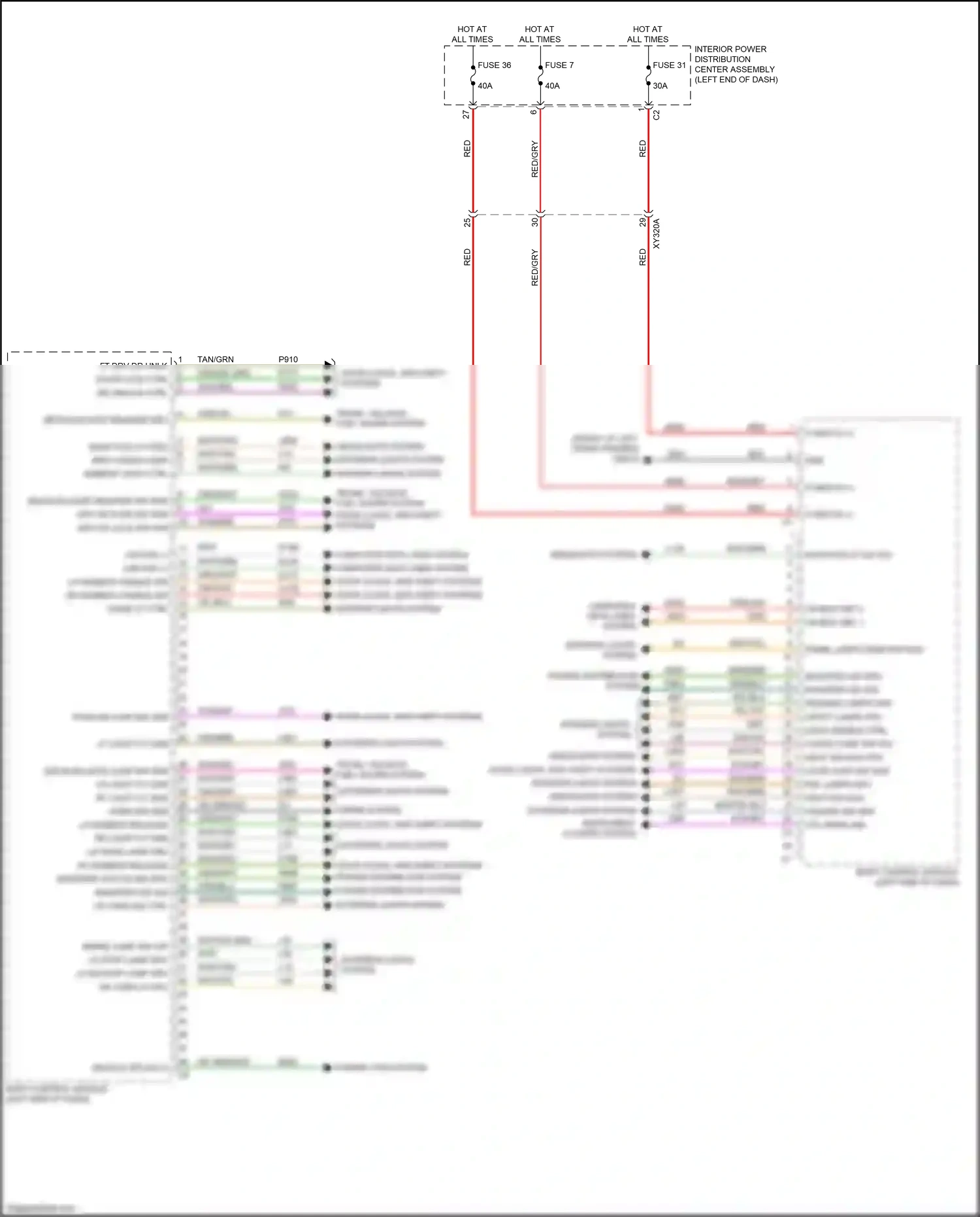 Wiring diagram trunk, tailgate, fuel doors system for RAM 1500 V (2018-2024) (1 of 1)