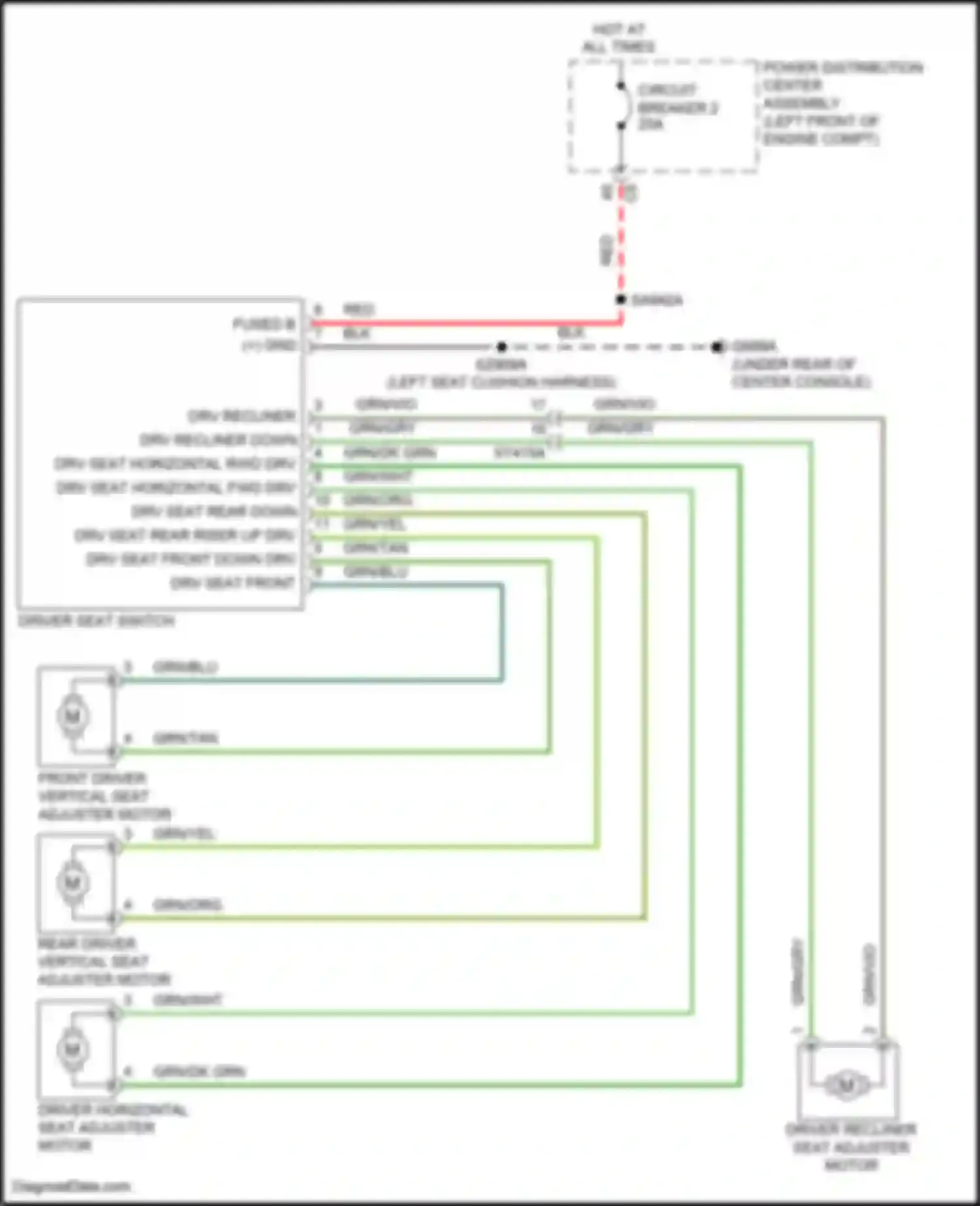 2500 RAM I facelift (2019-2024): Driver power seat circuit