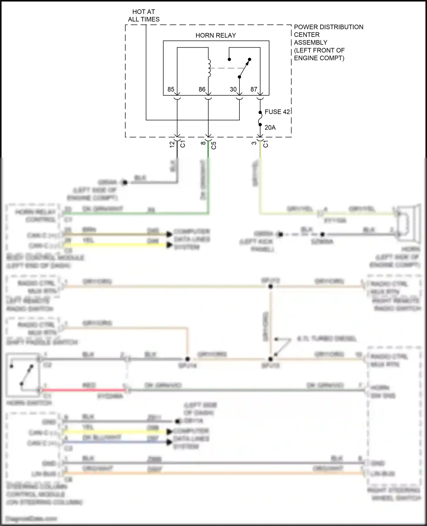 RAM 2500 I facelift (2019-2024) shift paddle switch wiring diagram  (2 of 2)