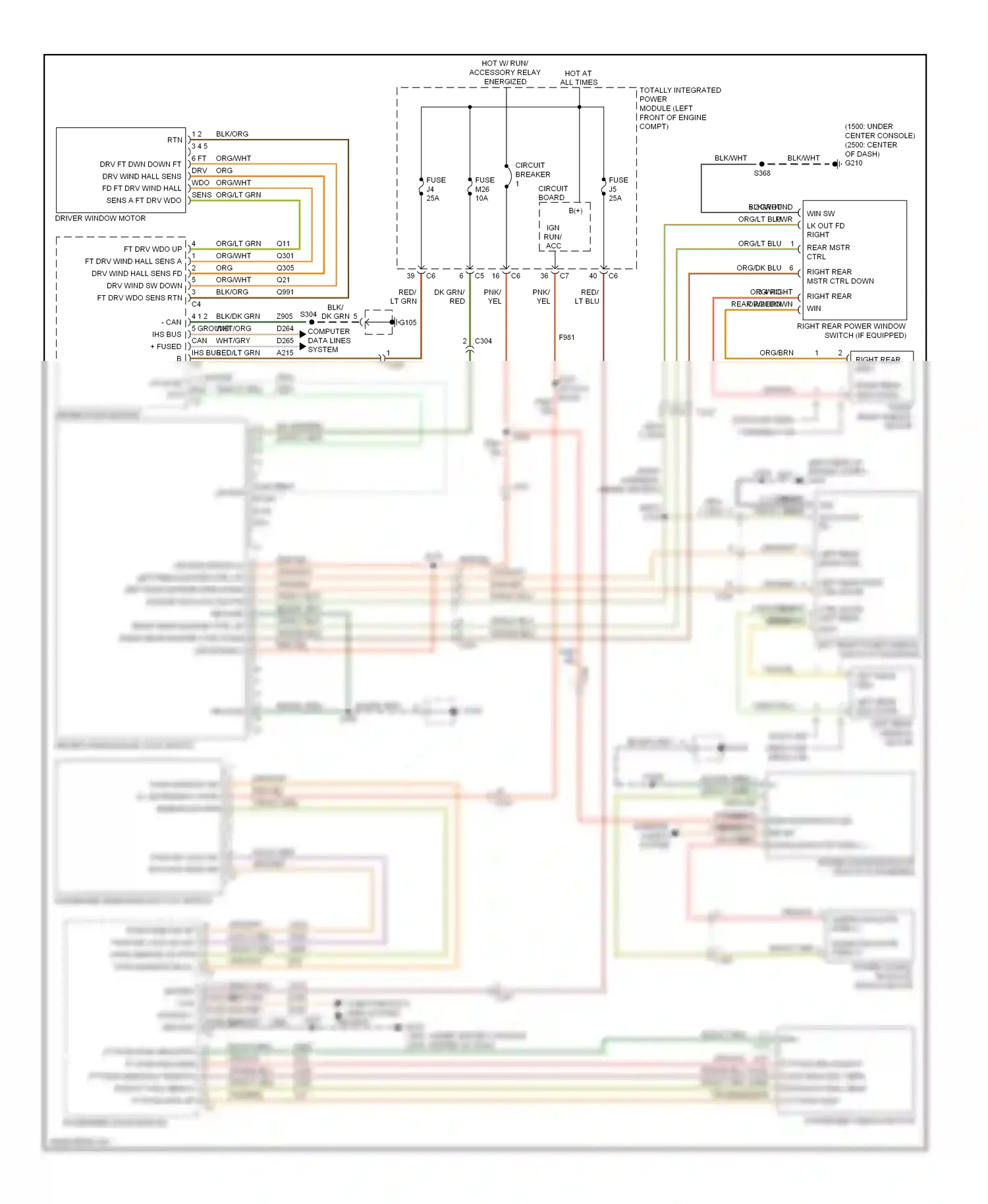 RAM Pickup 1500  (2011-2012) left rear mstr ctrl down wiring diagram  (1 of 1)