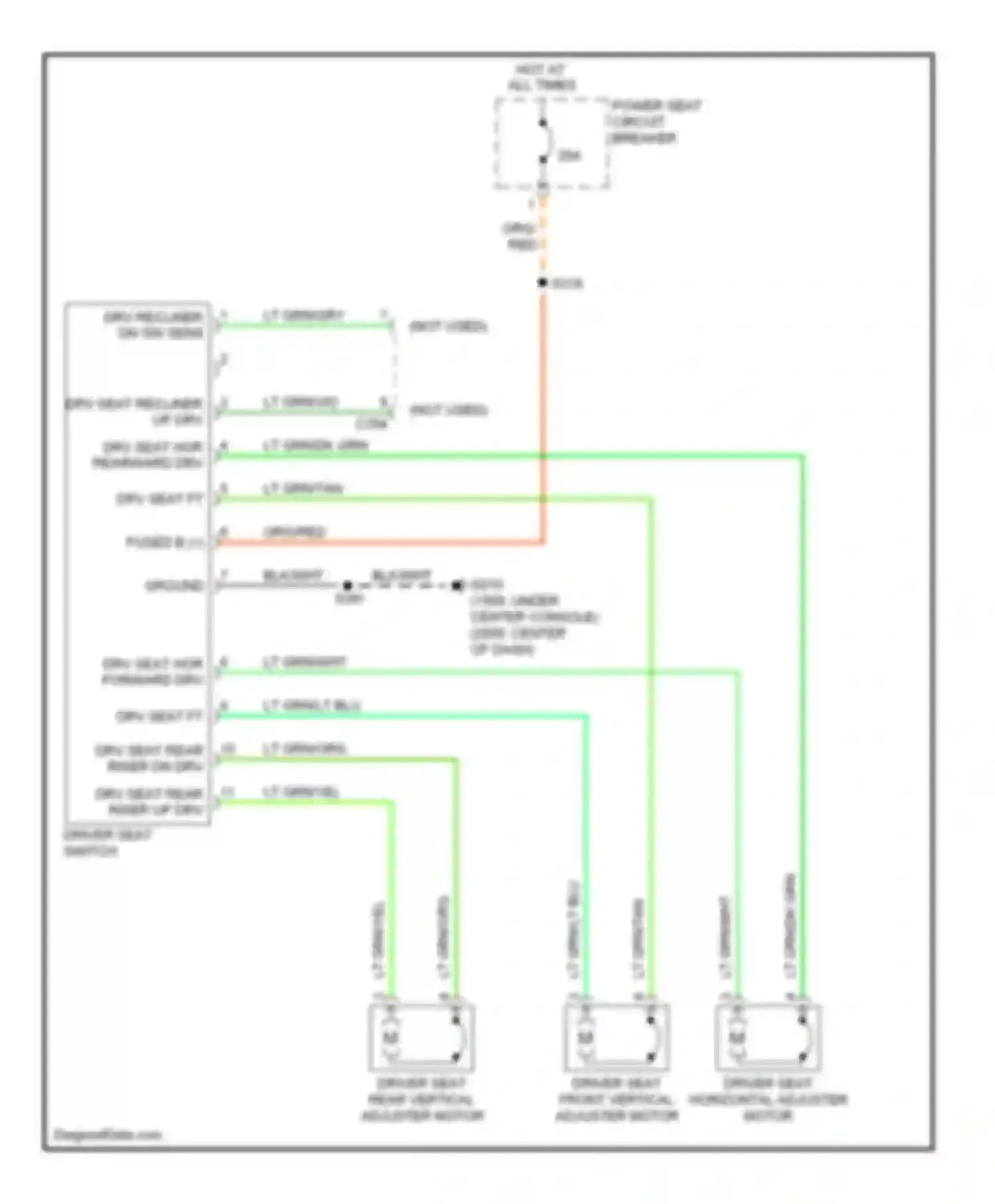 Pickup 2500 RAM  (2011-2012): Driver power seat circuit