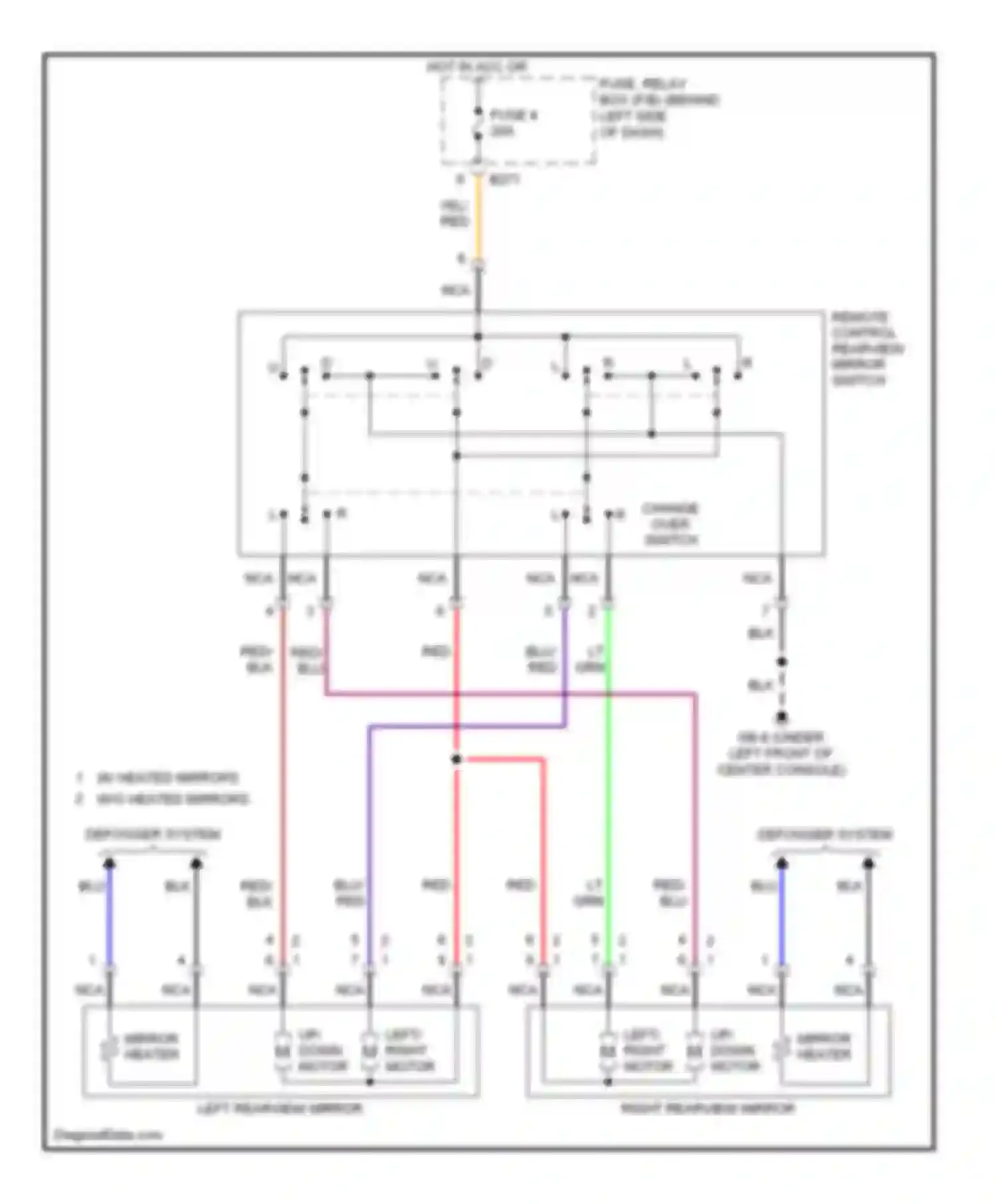 9-2X Saab I (2004-2006): Power mirror circuit