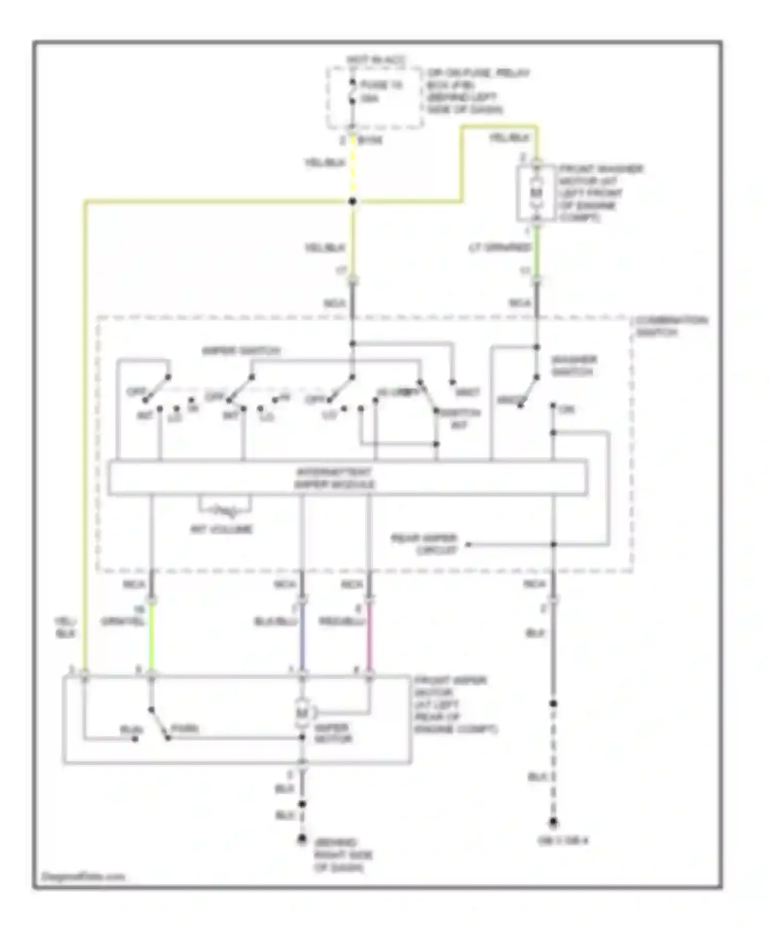 9-2X Saab I (2004-2006): Front wiper/washer circuit