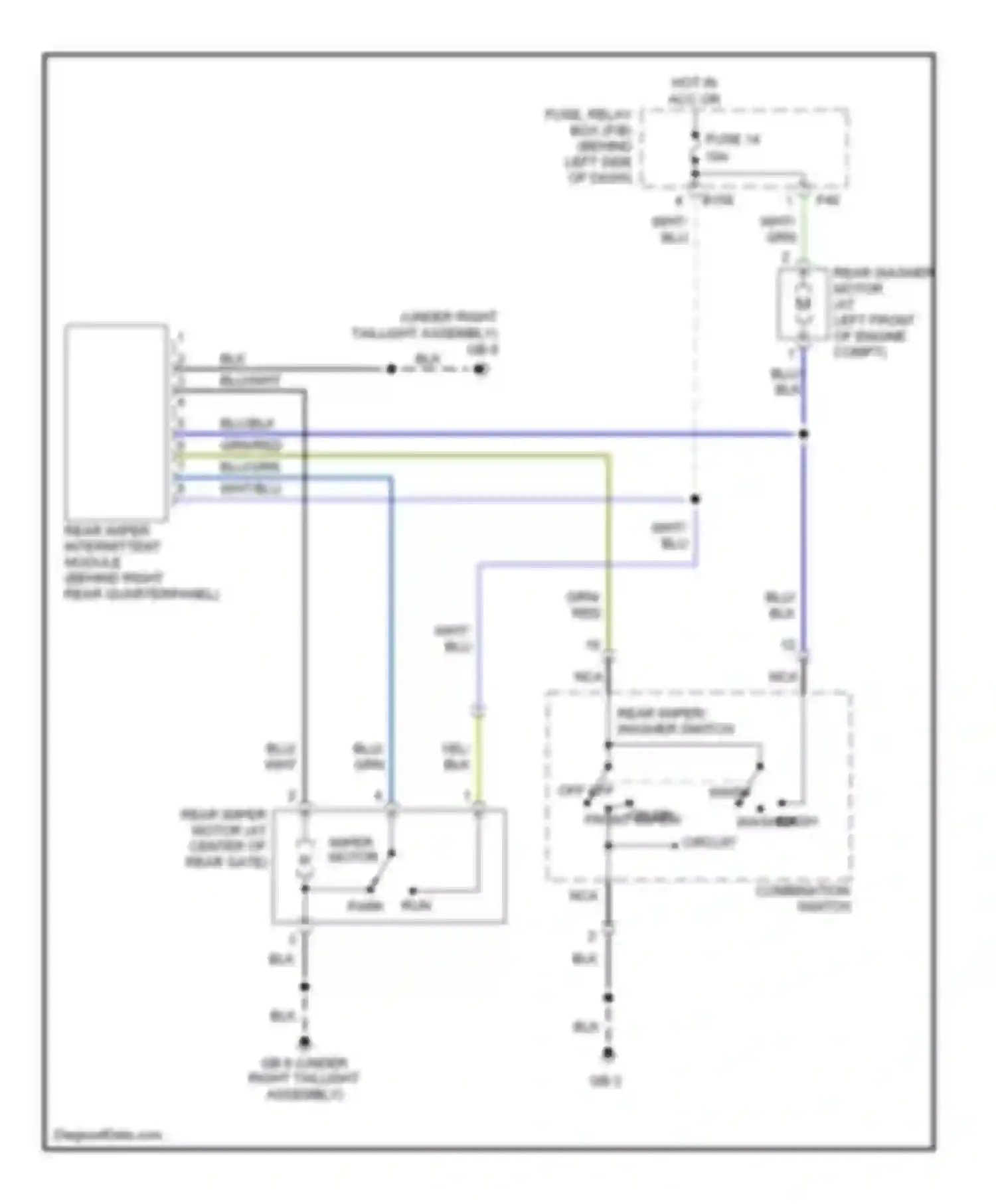 9-2X Saab I (2004-2006): Rear wiper/washer circuit