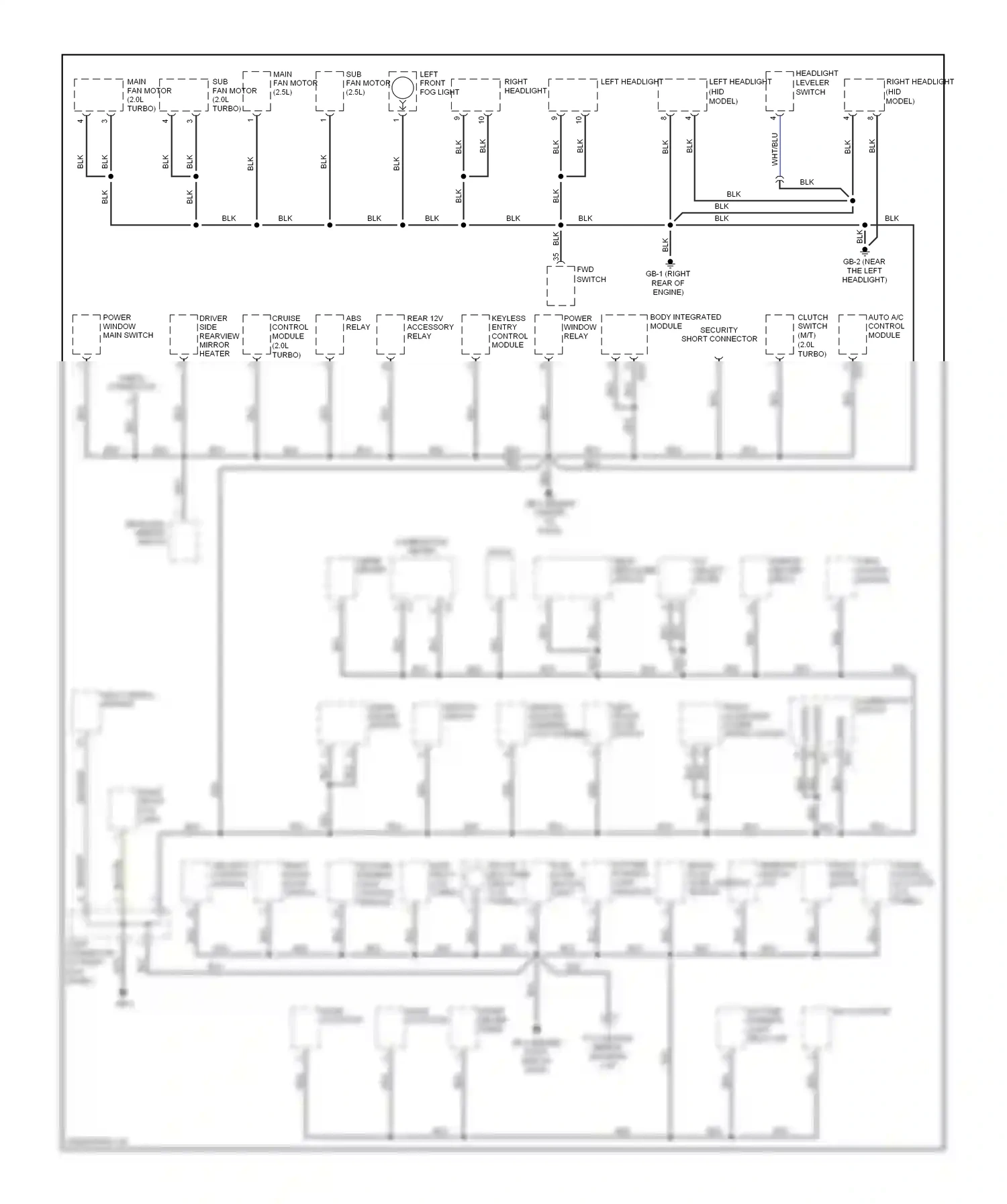 Saab 9-2X I (2004-2006) left headlight wiring diagram  (1 of 3)