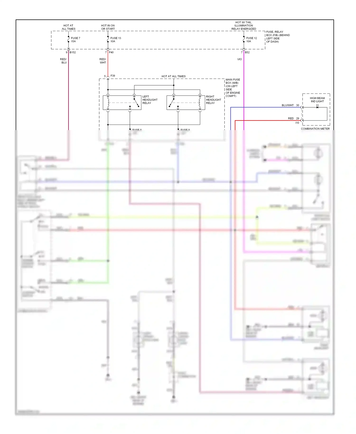 Saab 9-2X I (2004-2006) left headlight wiring diagram  (2 of 3)