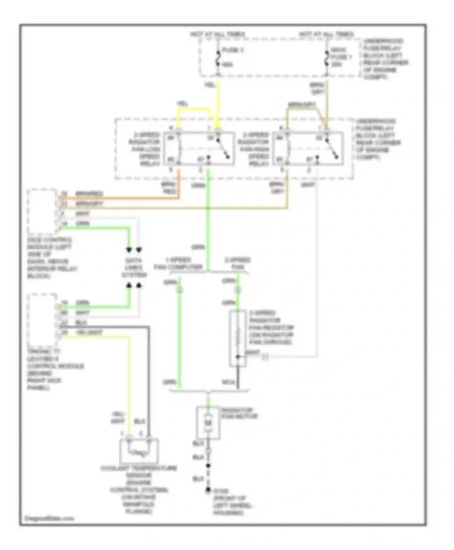 9-3 Saab I (1998-2003): Cooling fan circuit