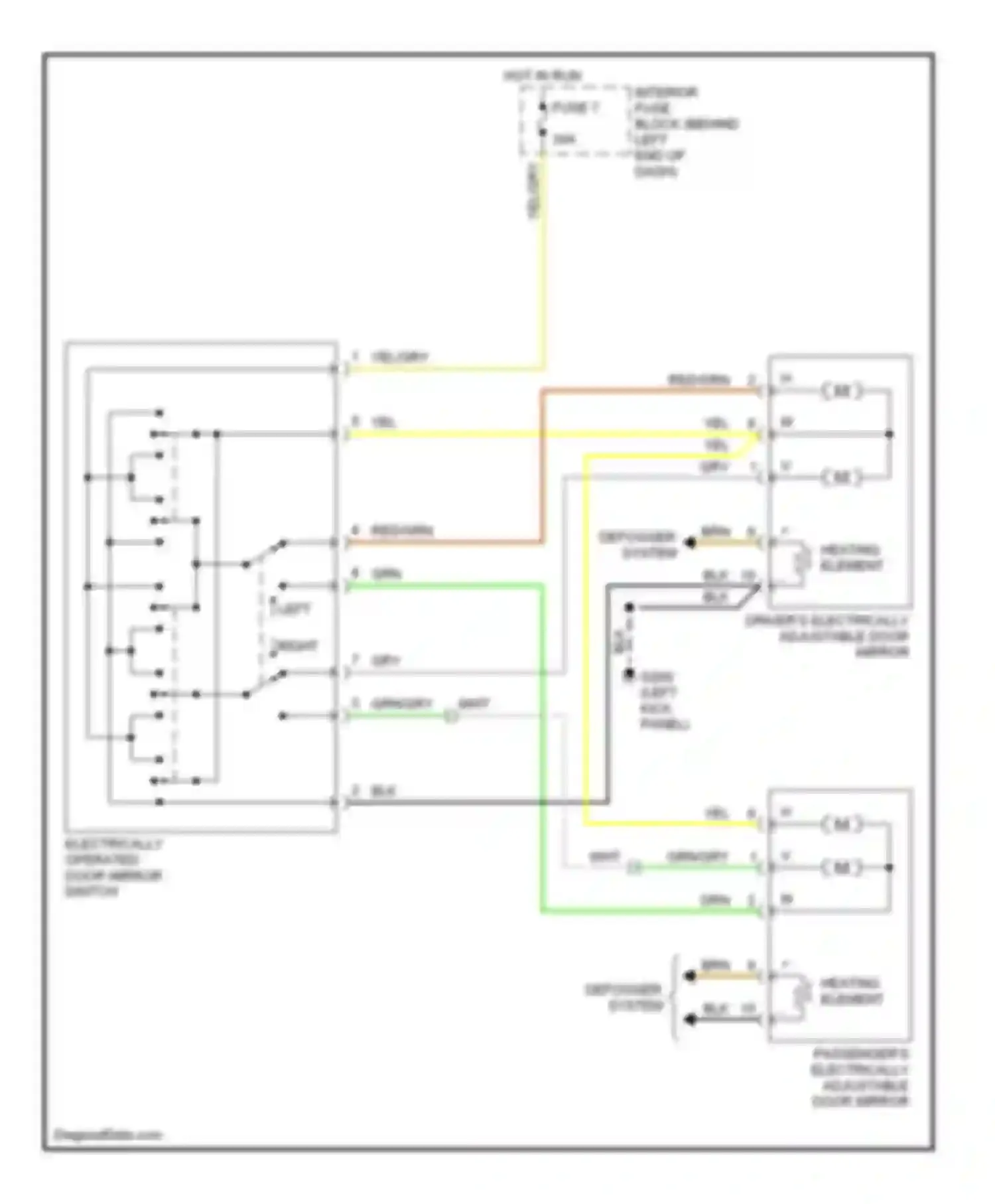 9-3 Saab I (1998-2003): Power mirror circuit