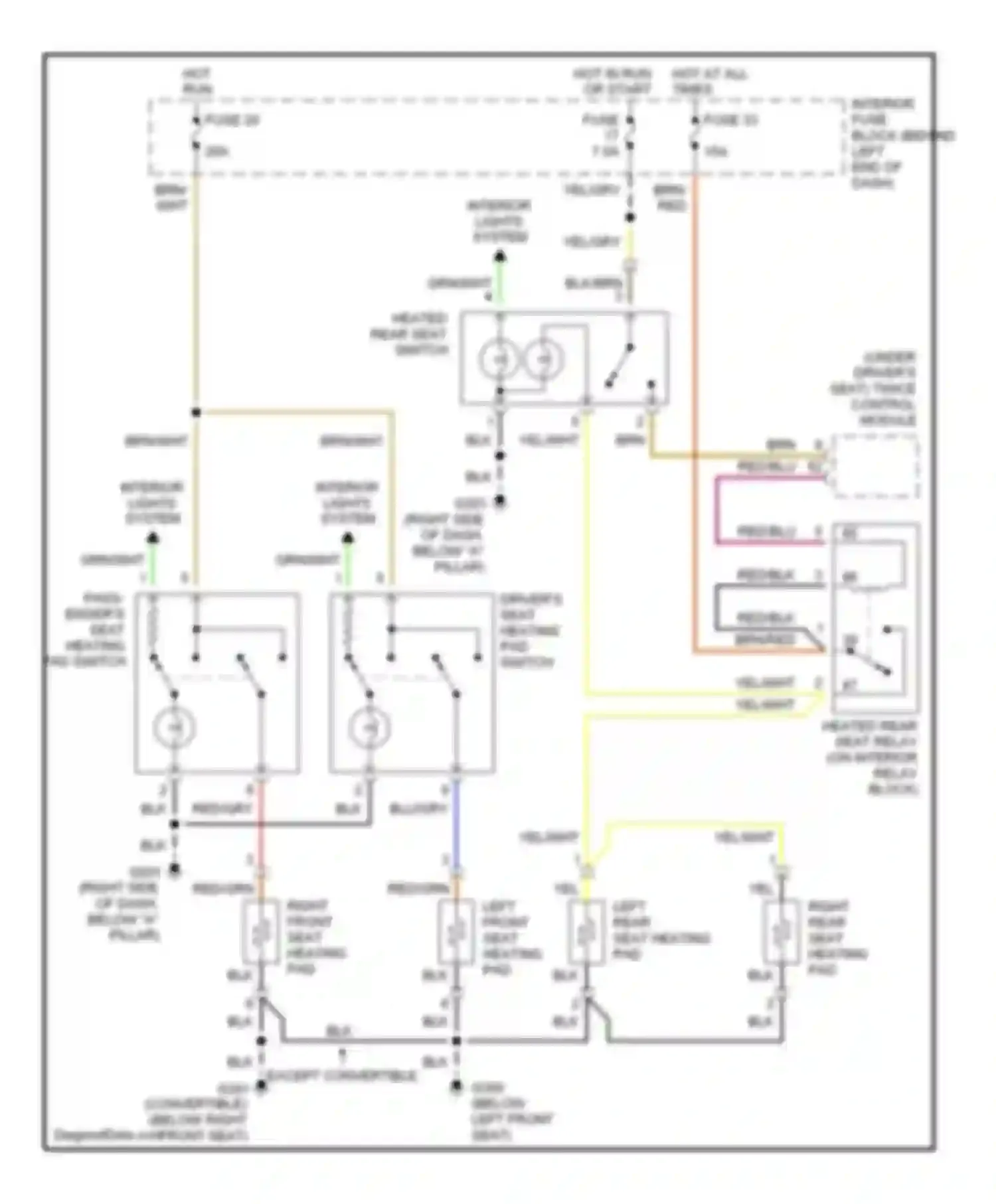 9-3 Saab I (1998-2003): Heated seats circuit