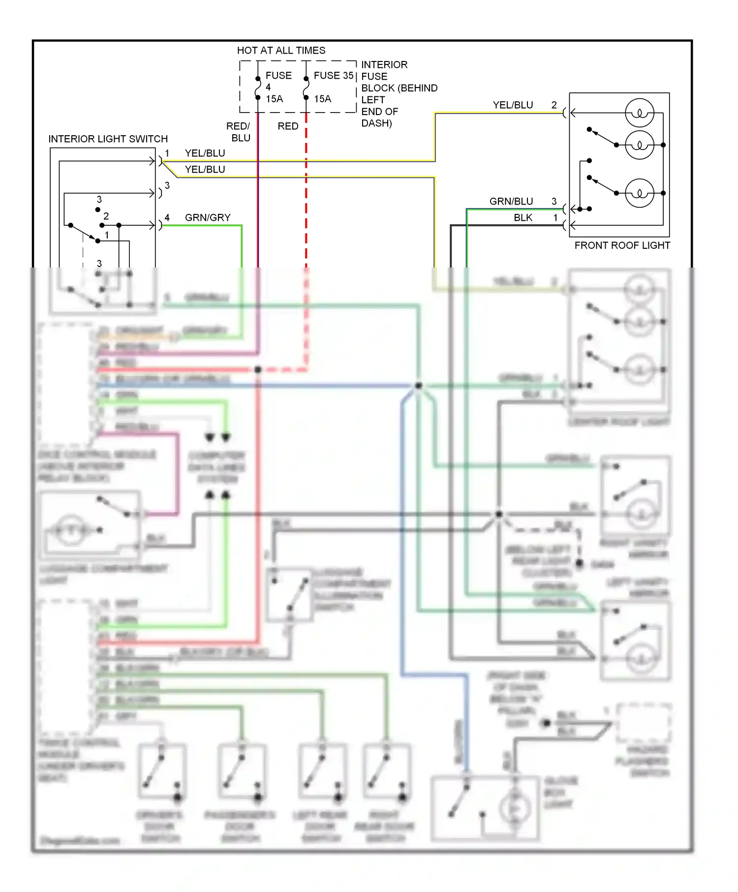 Saab 9-3 I (1998-2003) computer data lines system wiring diagram  (14 of 17)