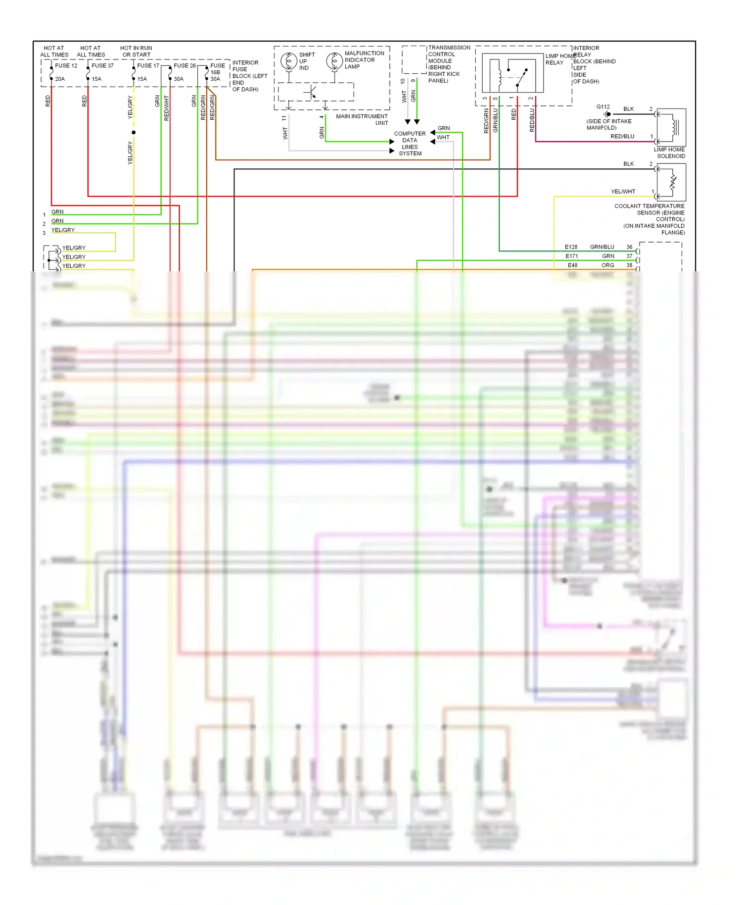 Saab 9-3 I (1998-2003) computer data lines system wiring diagram  (9 of 17)