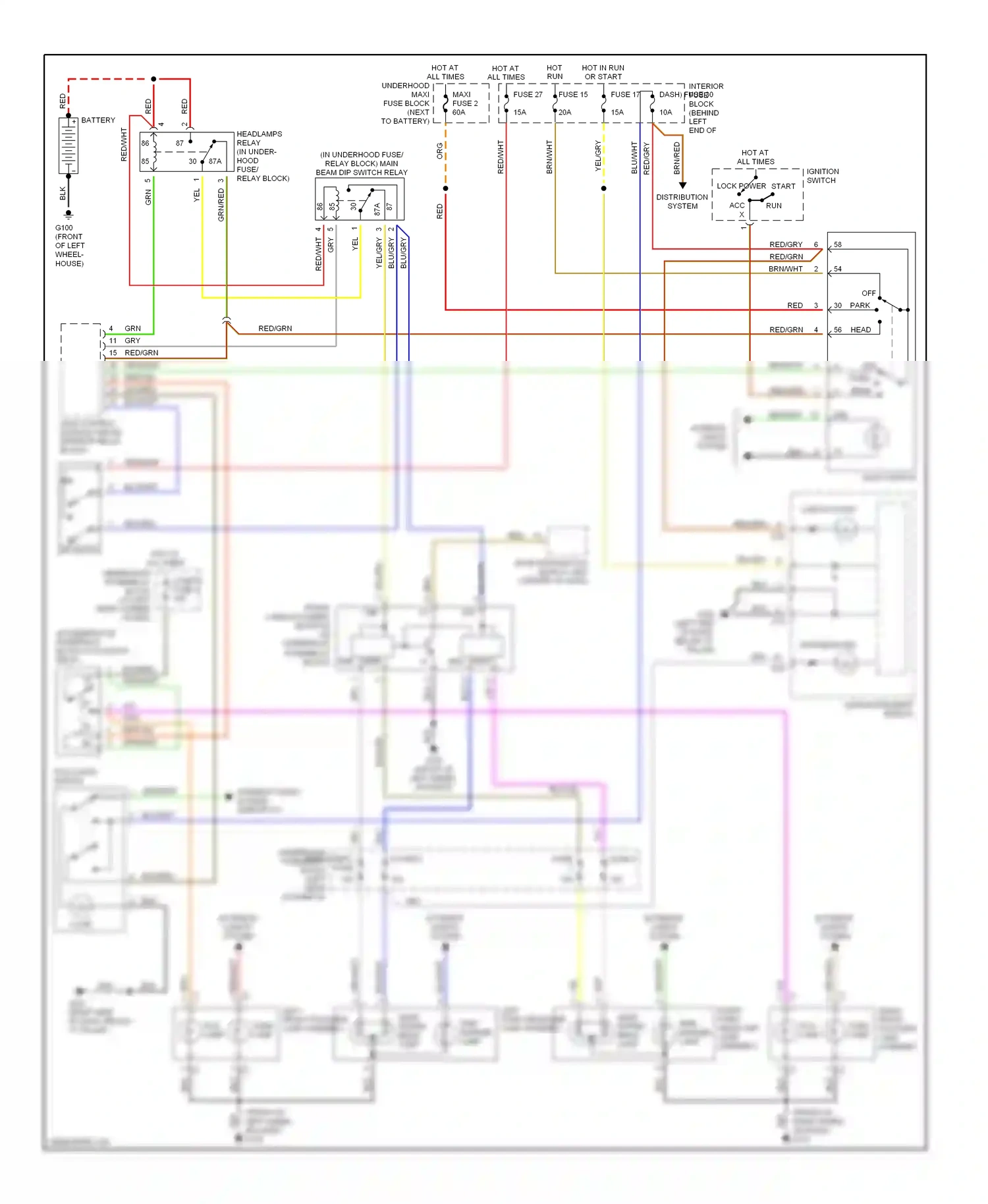 Saab 9-3 I (1998-2003) dip switch wiring diagram  (1 of 1)