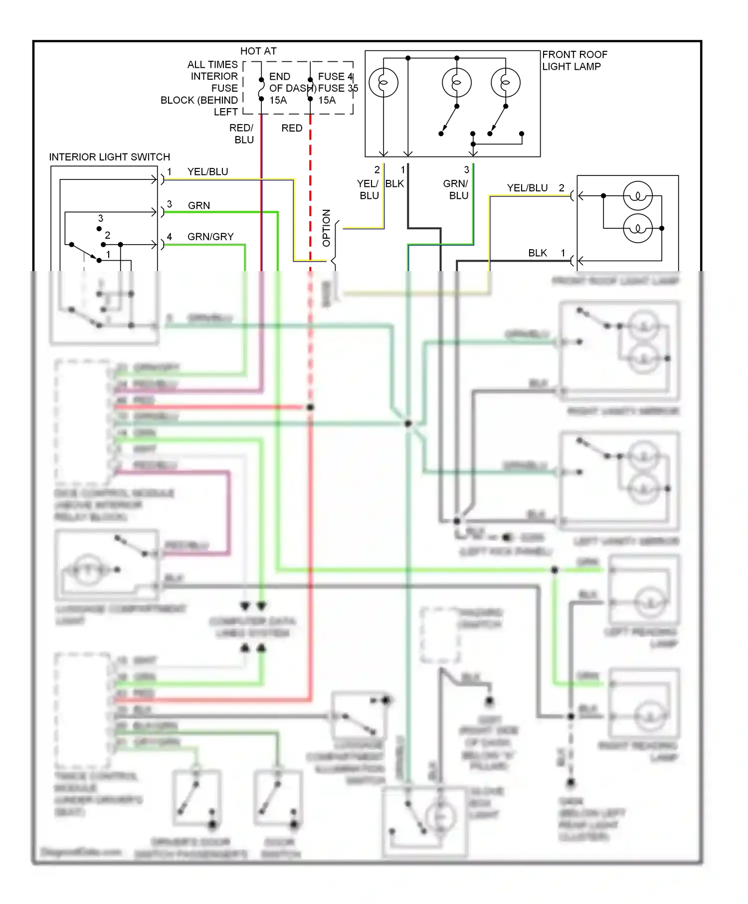 Saab 9-3 I (1998-2003) (left kick panel) wiring diagram  (2 of 9)