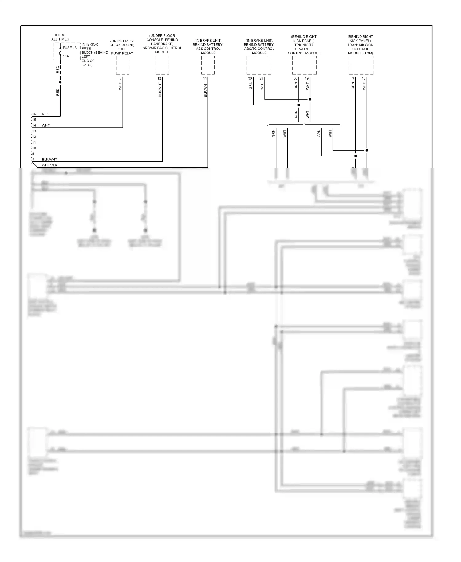 Saab 9-3 I (1998-2003) lev/obd ii control module wiring diagram  (1 of 2)