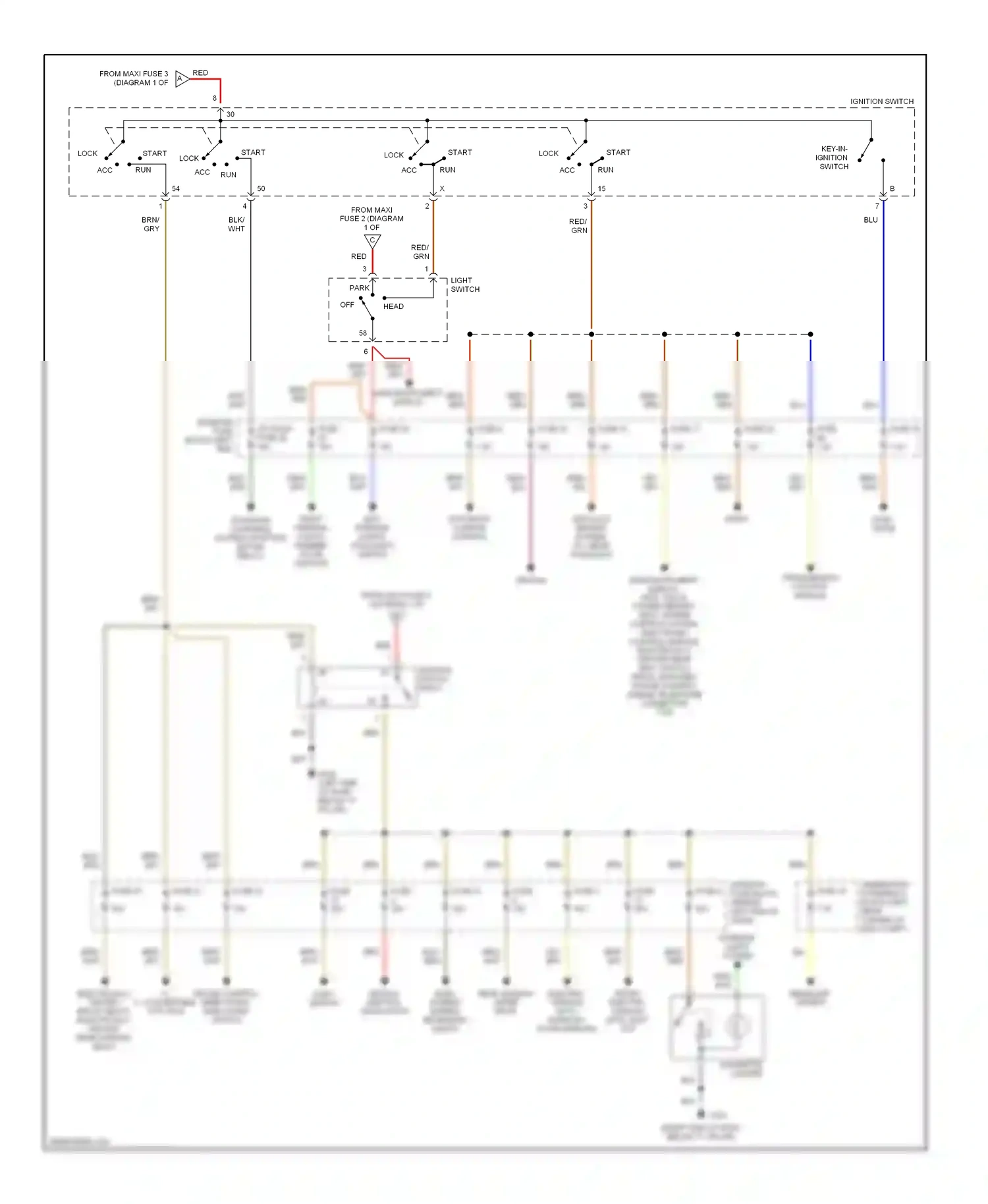 Saab 9-3 I (1998-2003) light switch wiring diagram  (3 of 3)