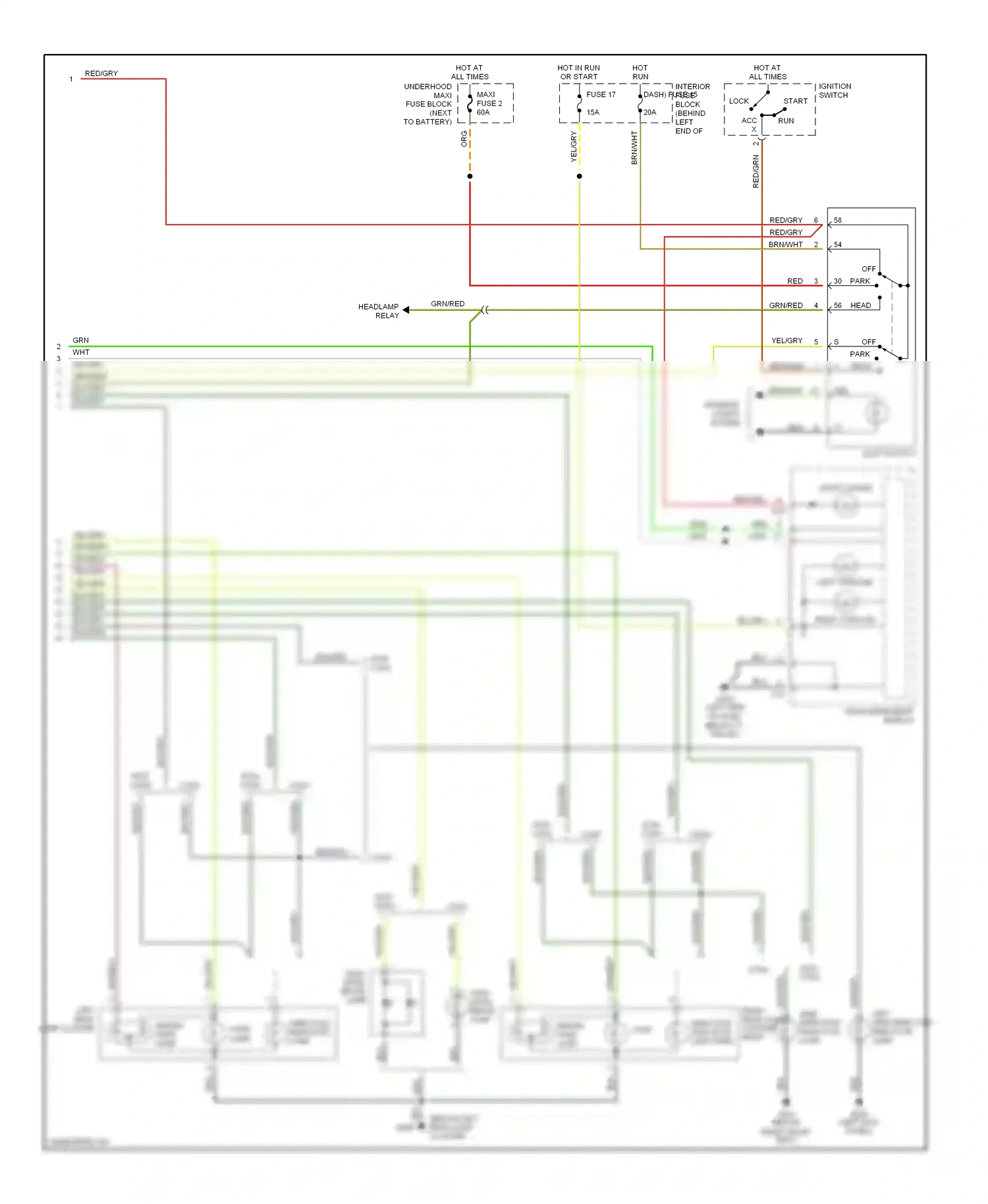 Saab 9-3 I (1998-2003) light switch wiring diagram  (1 of 3)