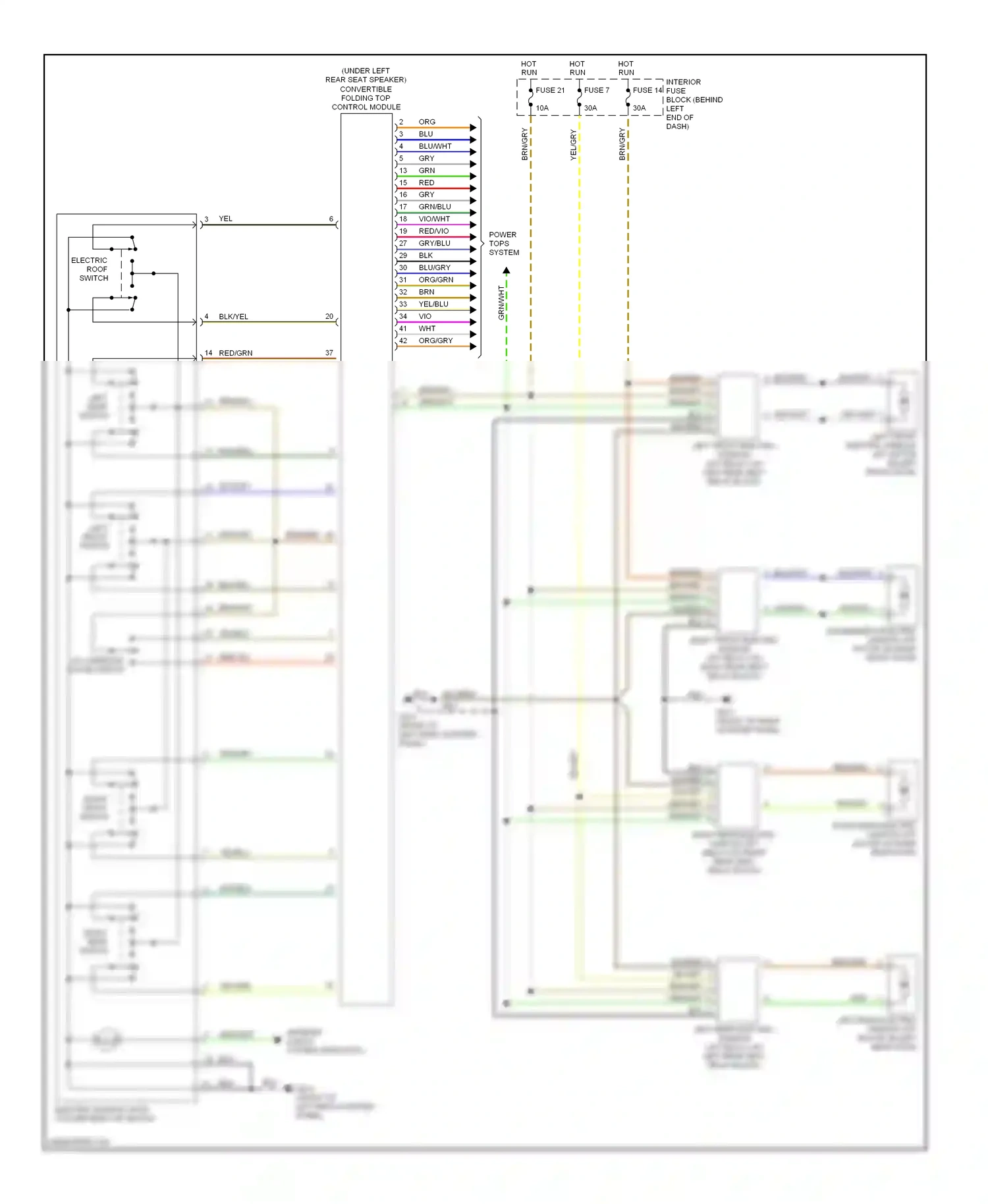 Saab 9-3 I (1998-2003) right front switch wiring diagram  (1 of 1)