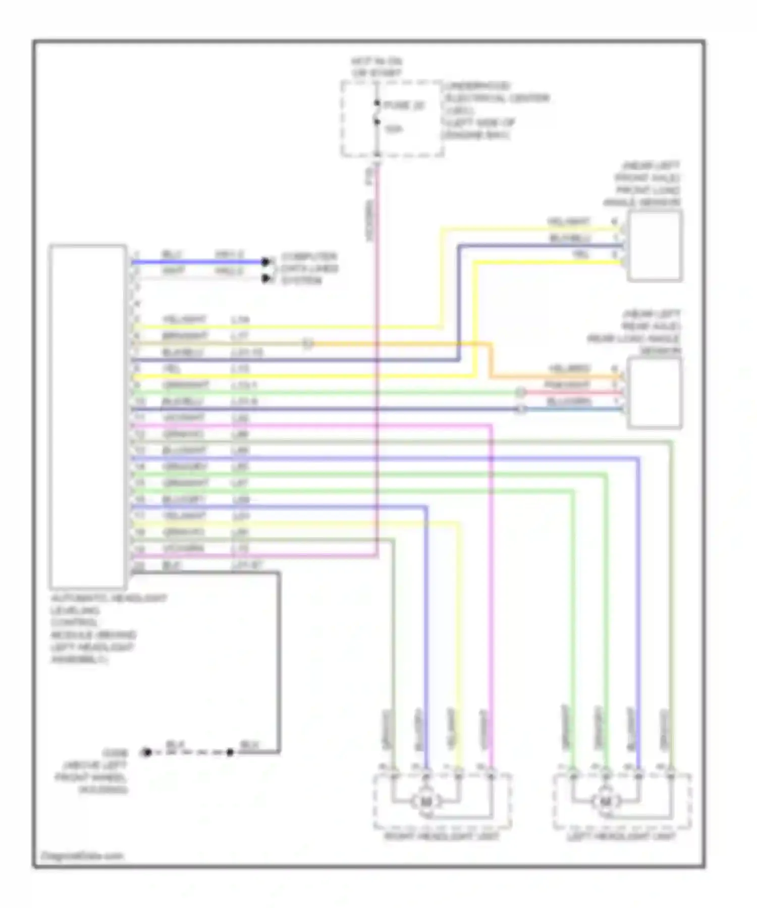 9-3 Saab II (2002-2008): Headlamps leveling circuit