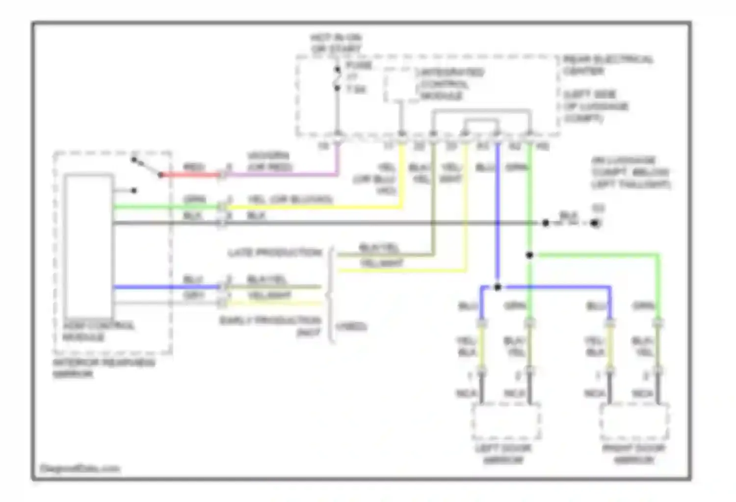 9-3 Saab II (2002-2008): Automatic day/night mirror circuit, except convertible