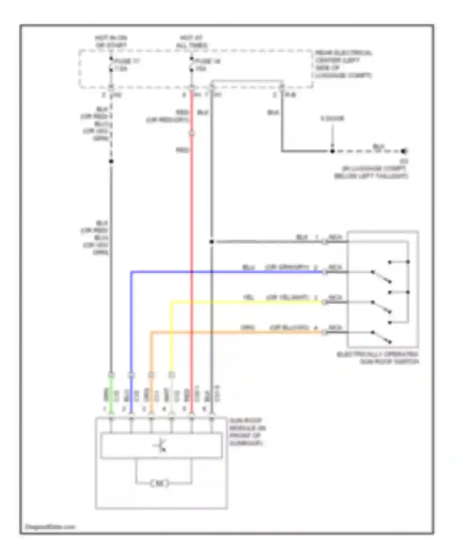9-3 Saab II (2002-2008): Sunroof circuit, without pinch protection