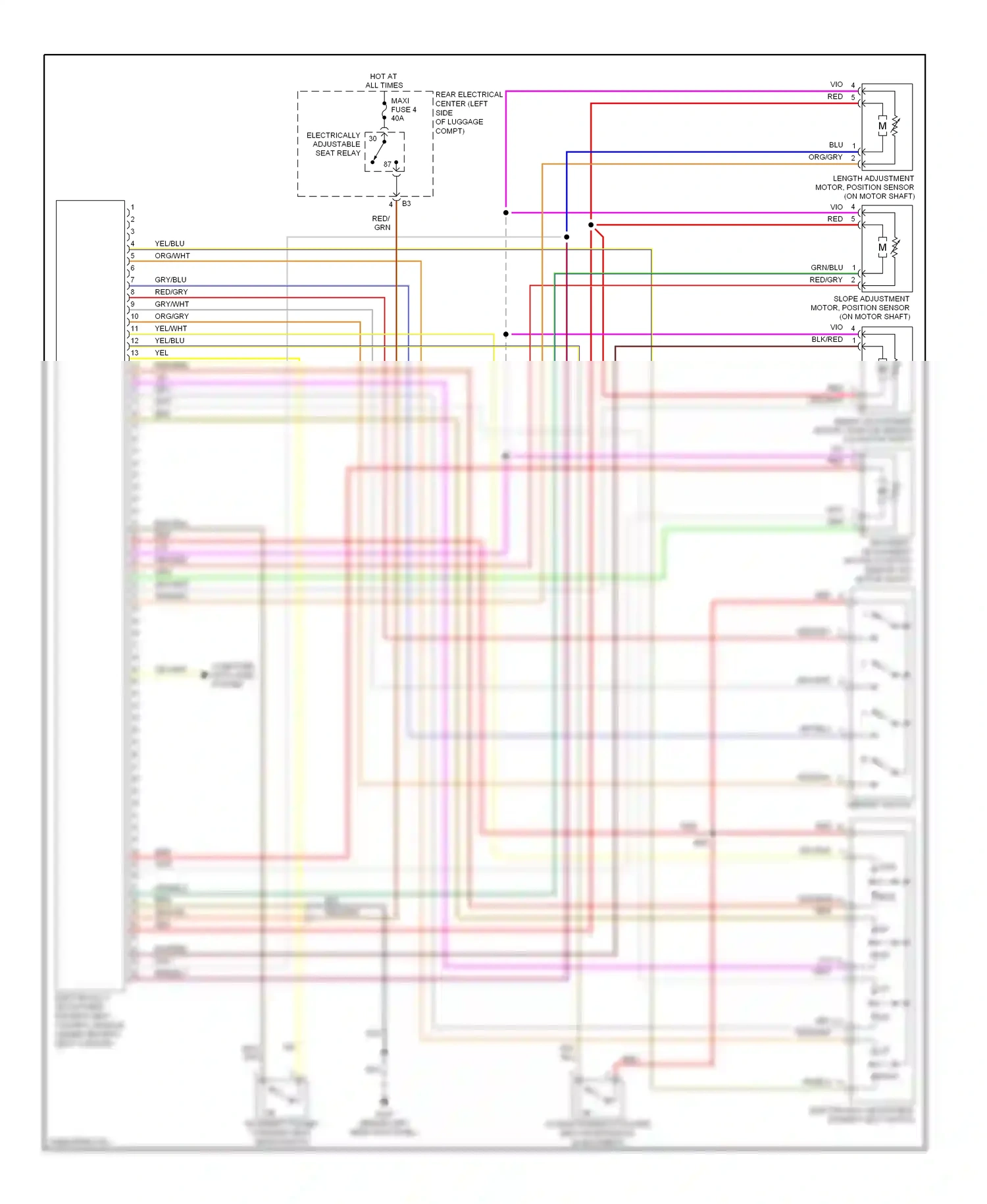 Saab 9-3 II (2002-2008) backrest folded forward seat microswitch wiring diagram  (1 of 1)