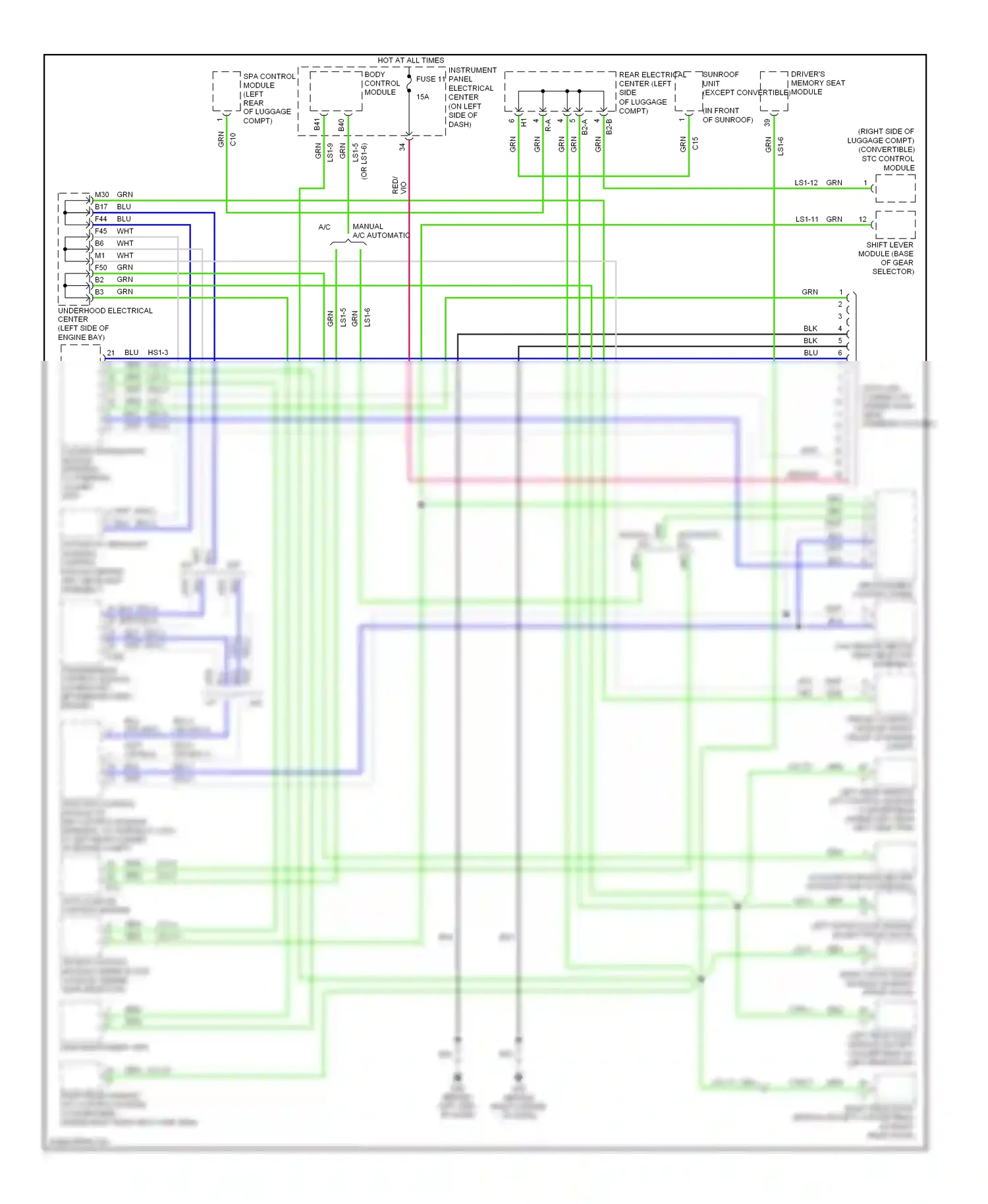 Saab 9-3 II (2002-2008) body control module wiring diagram  (2 of 3)