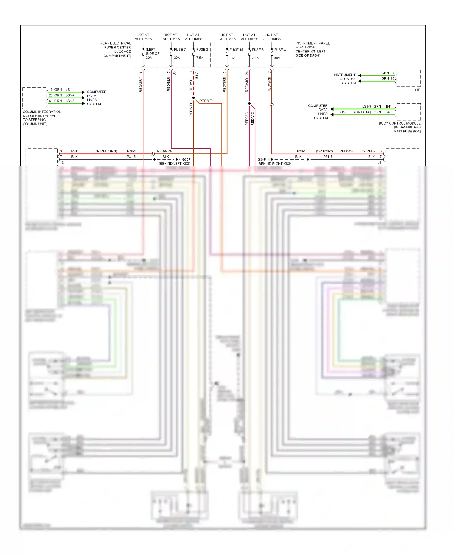 Saab 9-3 II (2002-2008) computer data lines system wiring diagram  (45 of 60)
