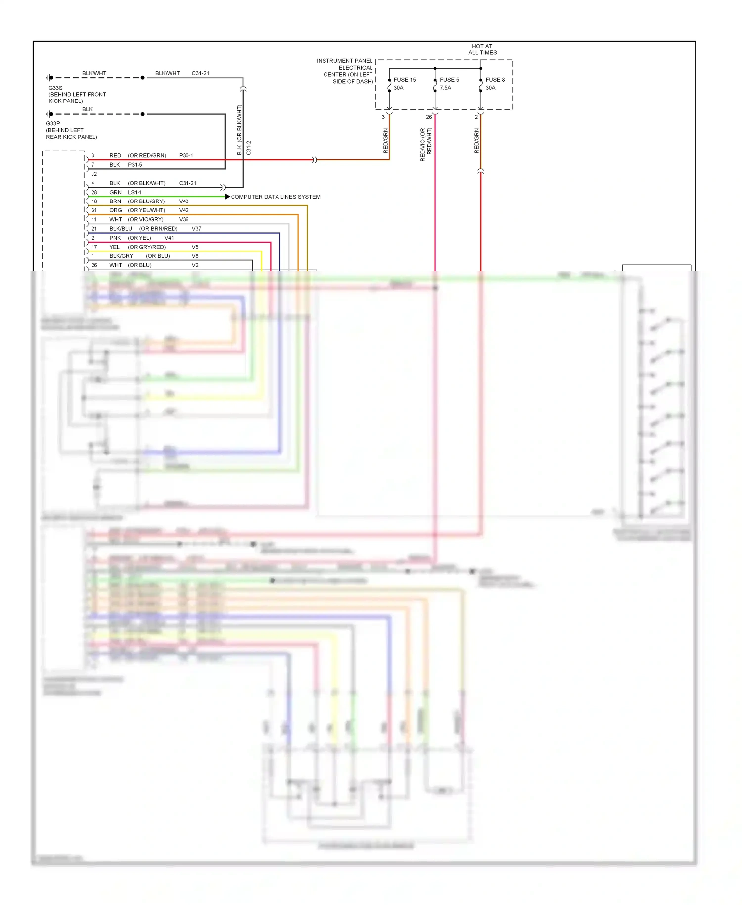 Saab 9-3 II (2002-2008) computer data lines system wiring diagram  (35 of 60)