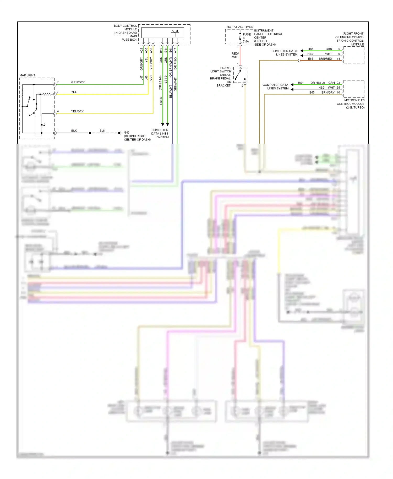 Saab 9-3 II (2002-2008) computer data lines system wiring diagram  (23 of 60)