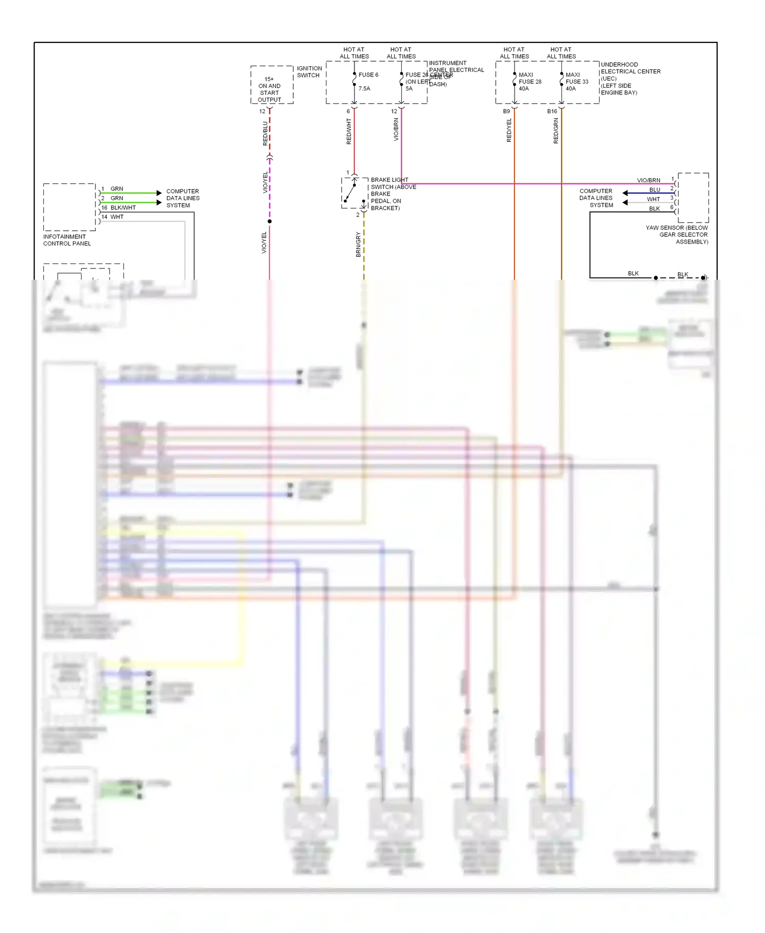 Saab 9-3 II (2002-2008) computer data lines system wiring diagram  (7 of 60)